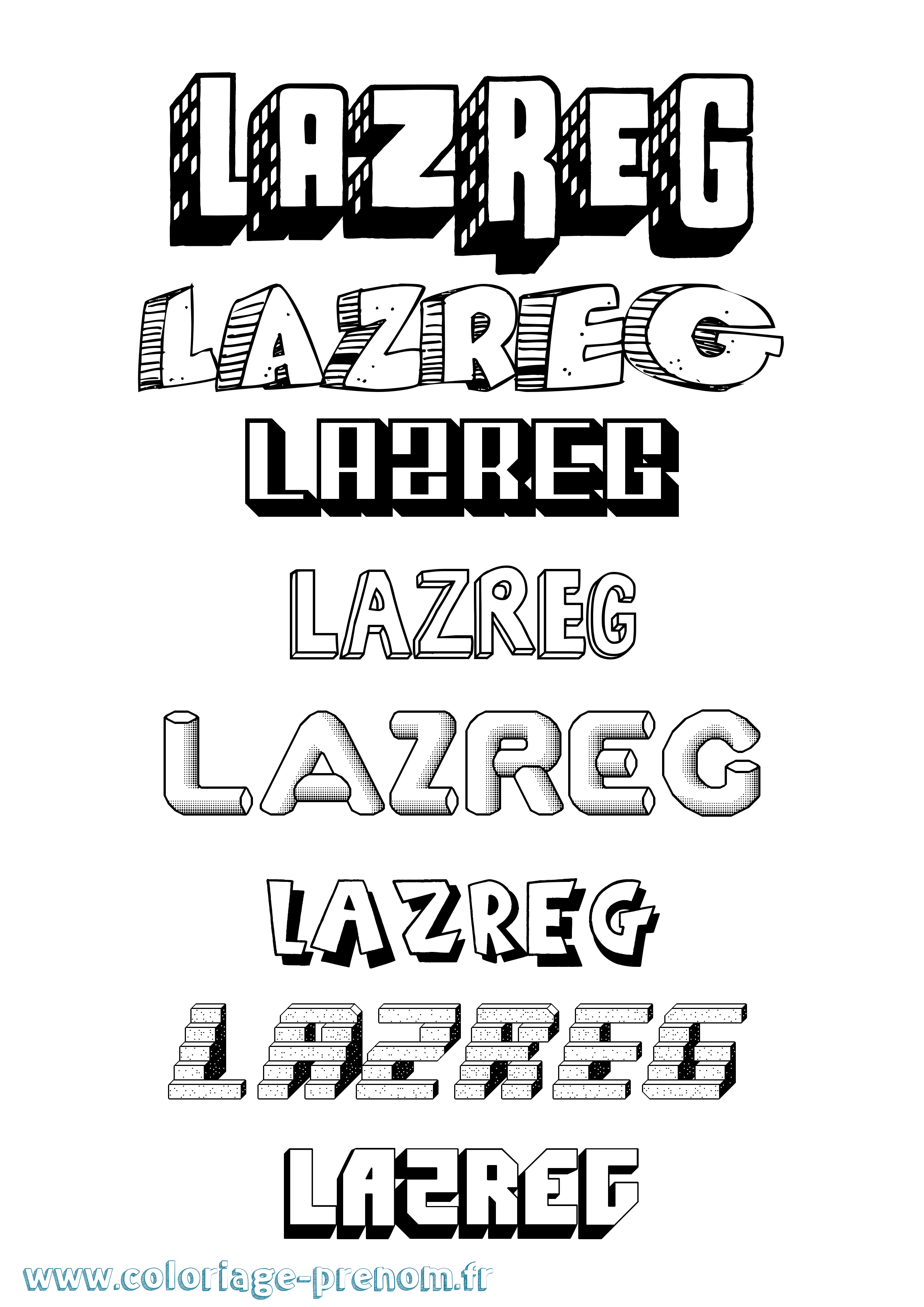 Coloriage Lazreg Effet 3D Coloriage prénom Lazreg Effet 3D