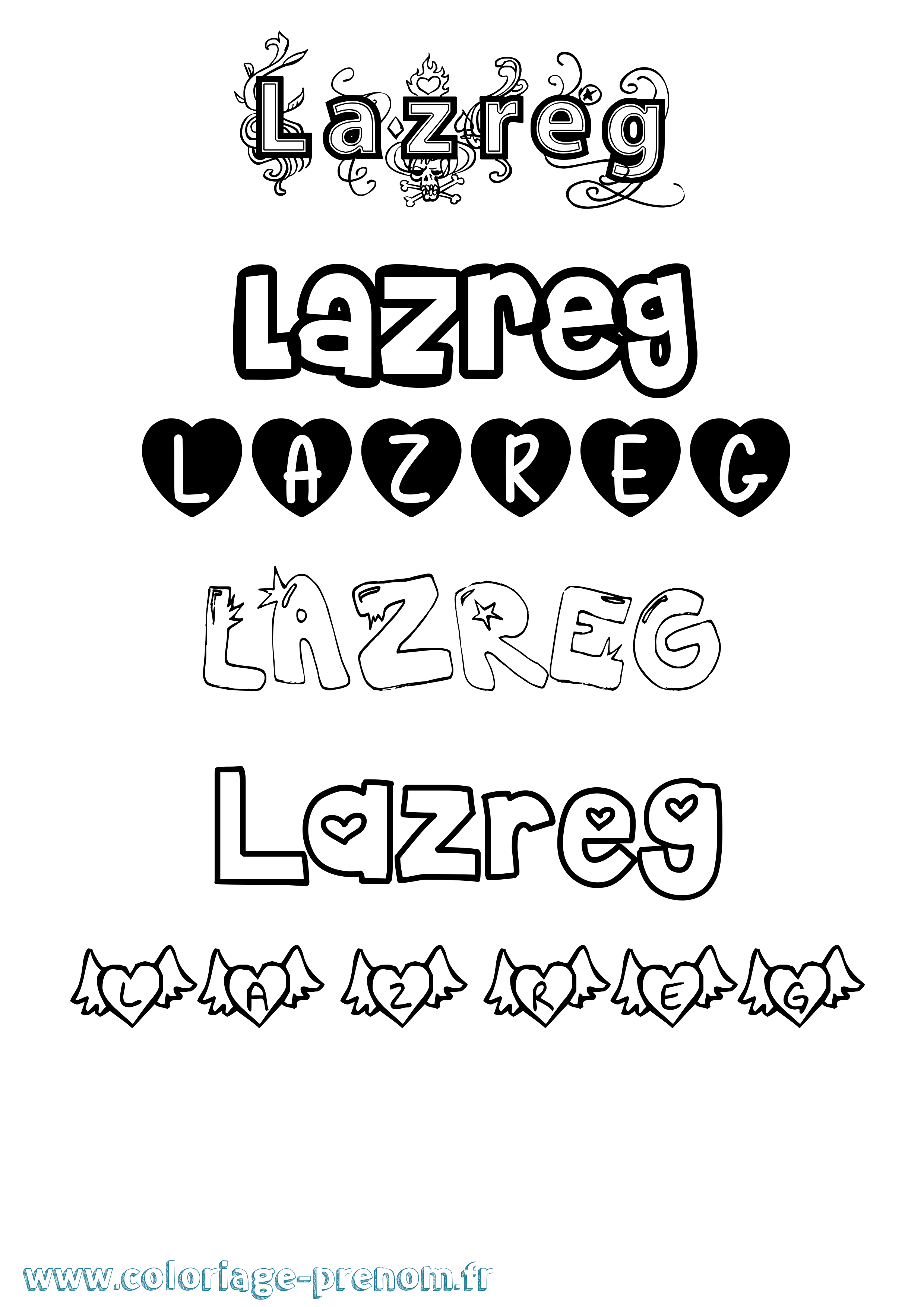 Coloriage Lazreg Girly Coloriage prénom Lazreg Girly