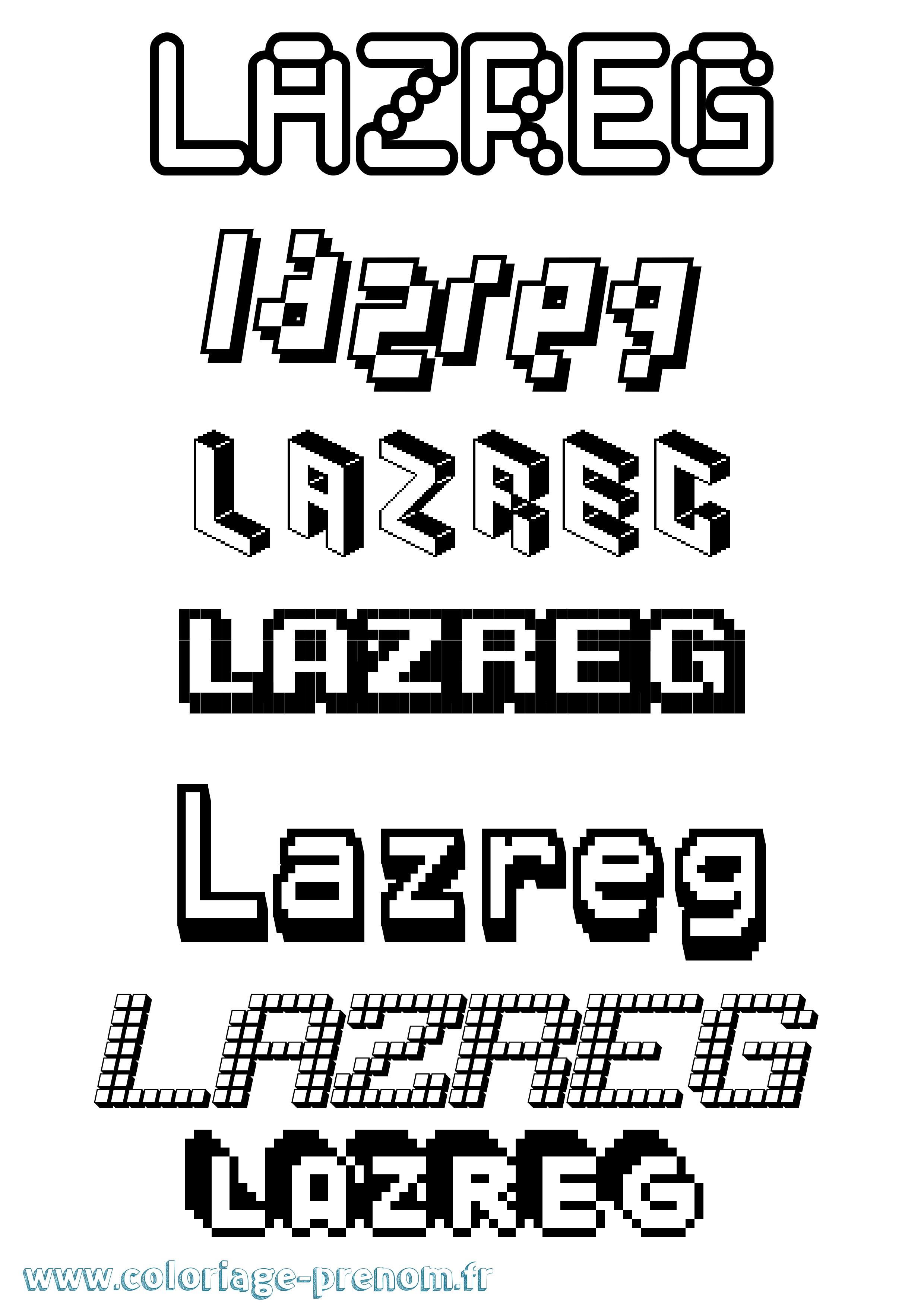 Coloriage Lazreg Pixel Coloriage prénom Lazreg Pixel
