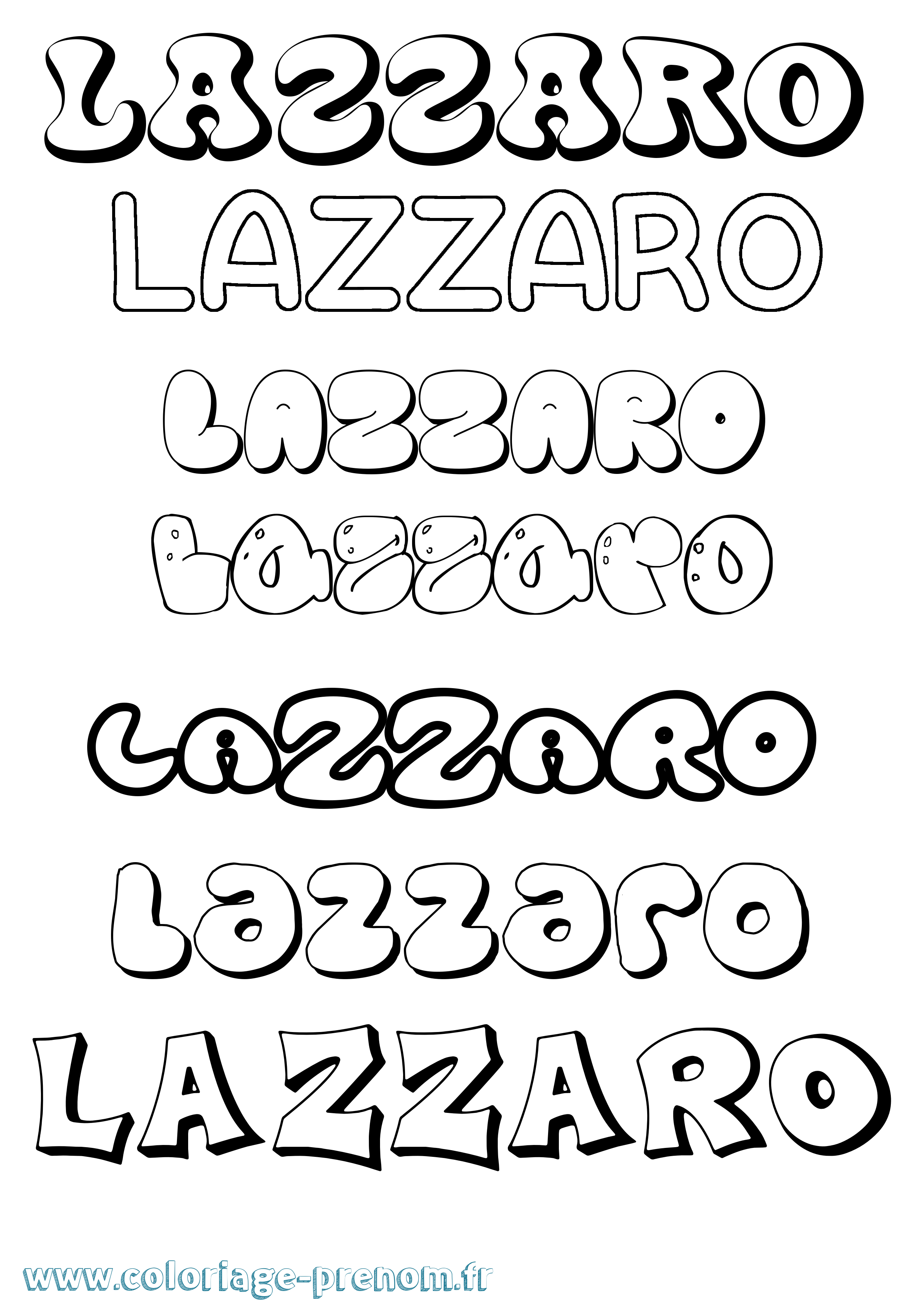 Coloriage Lazzaro Bubble Coloriage prénom Lazzaro Bubble