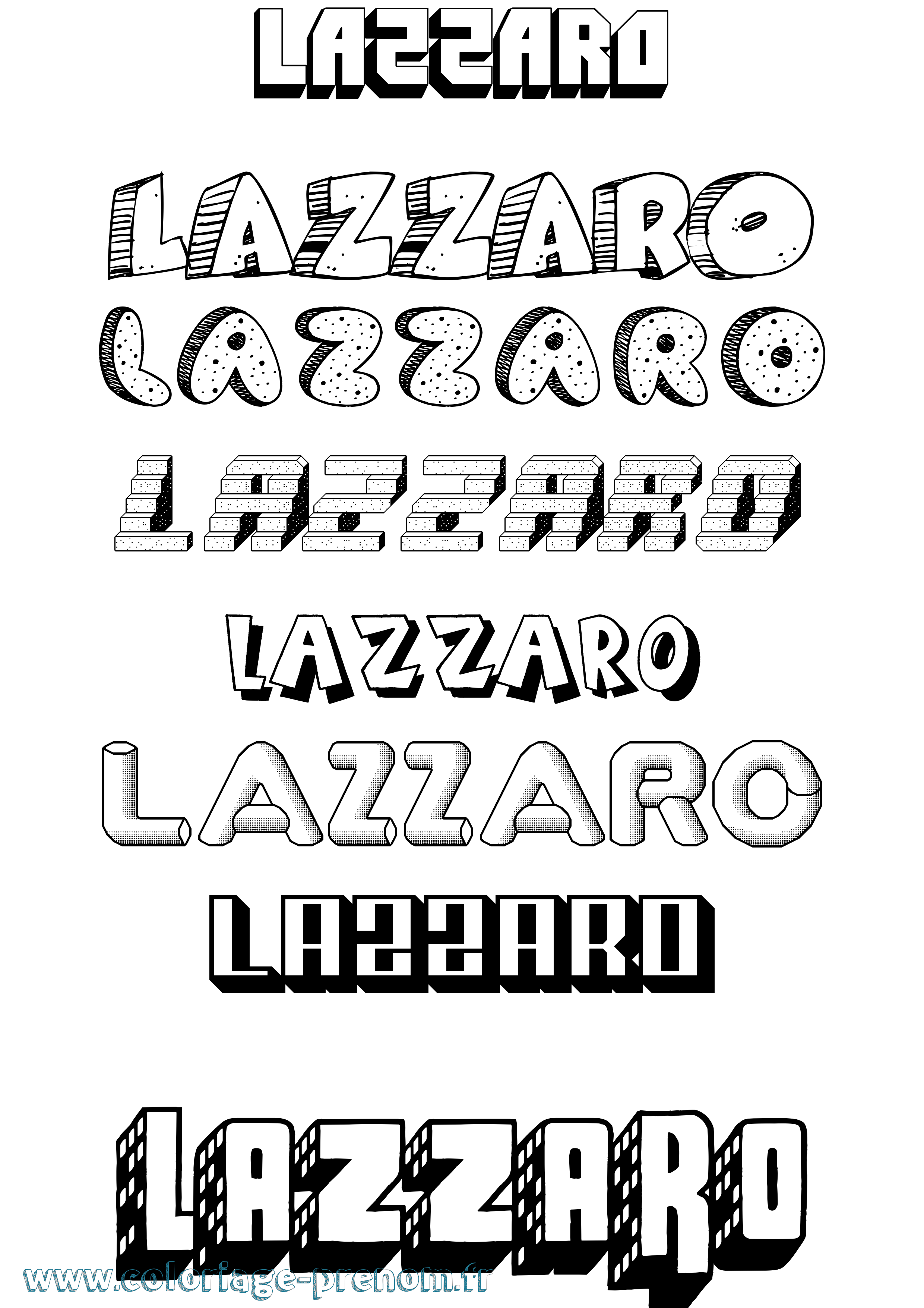 Coloriage Lazzaro Effet 3D Coloriage prénom Lazzaro Effet 3D