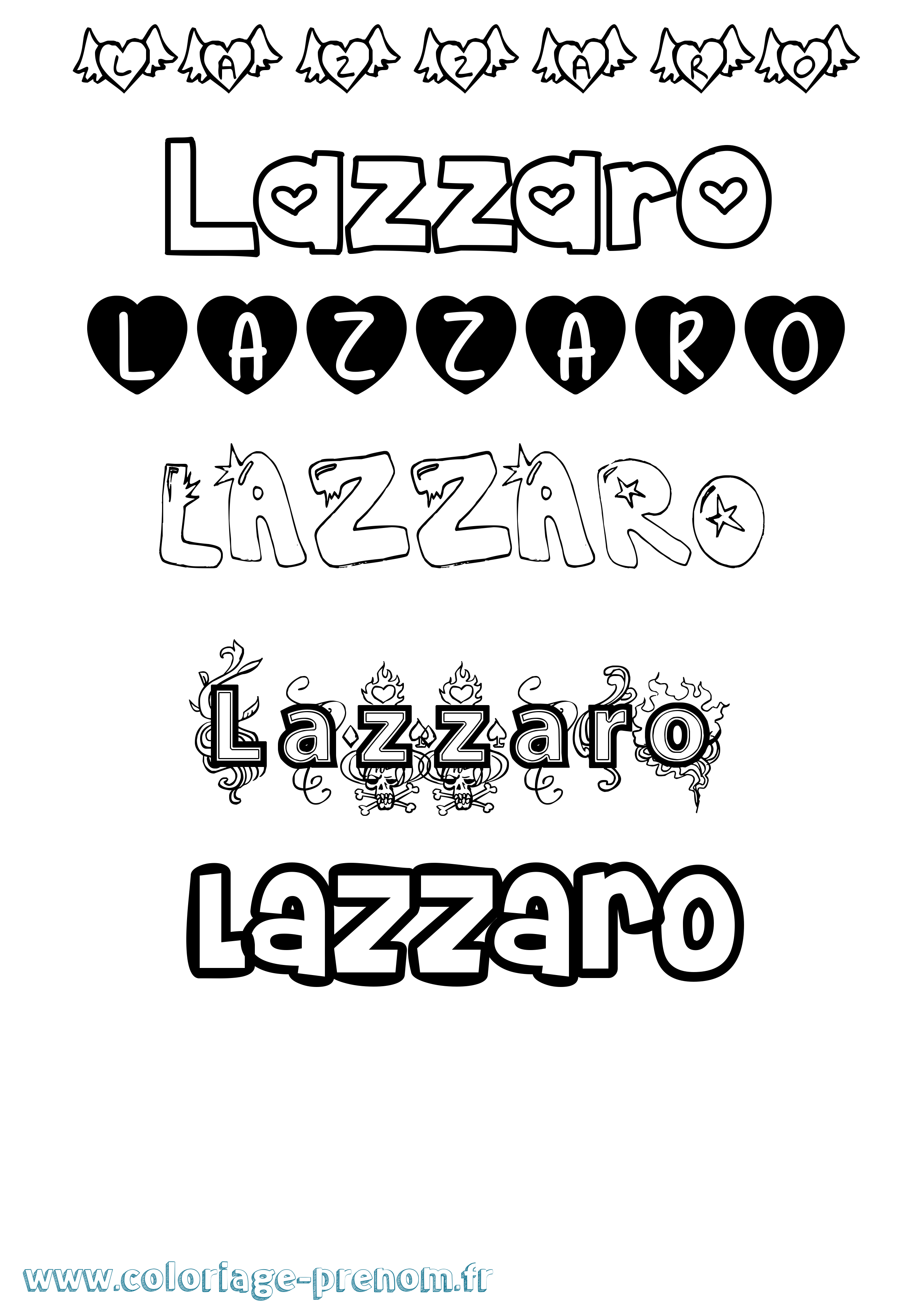 Coloriage Lazzaro Girly Coloriage prénom Lazzaro Girly