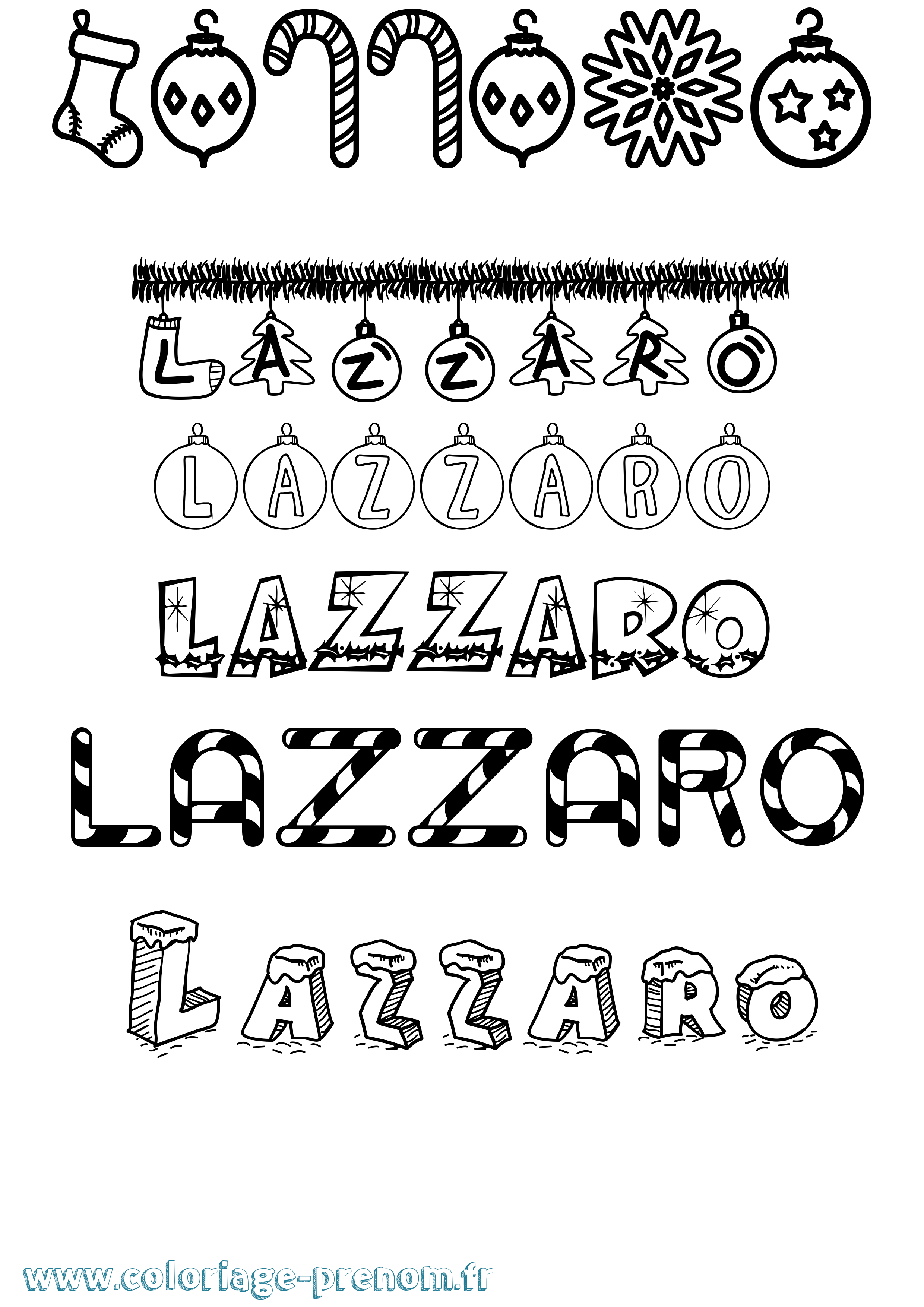 Coloriage Lazzaro Noël Coloriage prénom Lazzaro Noël