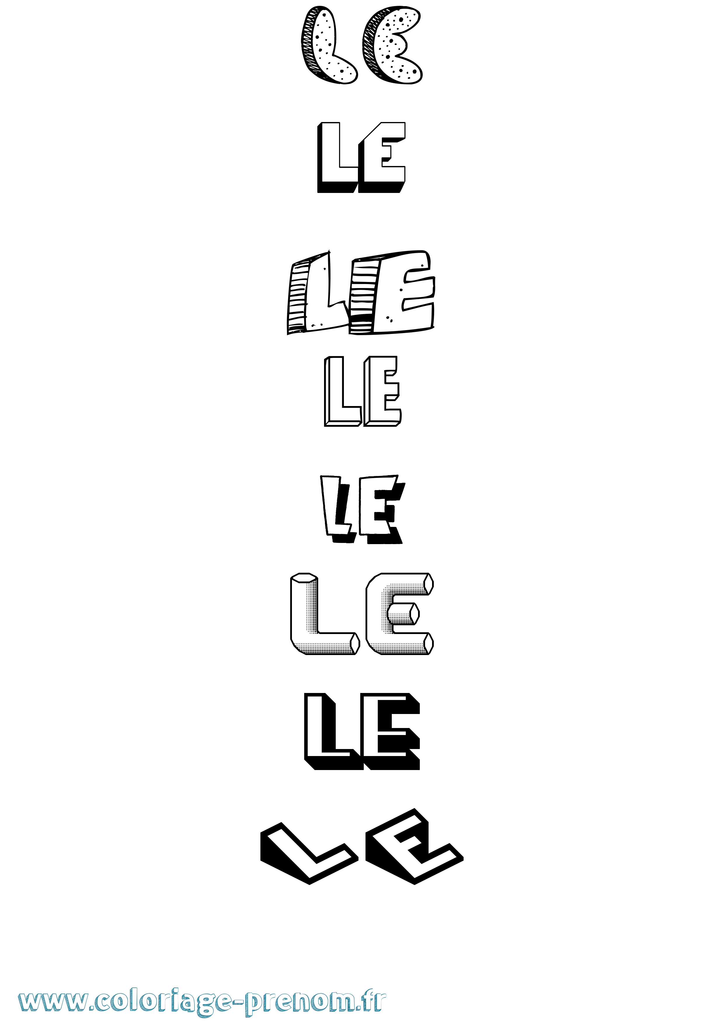 Coloriage Le Effet 3D Coloriage prénom Le Effet 3D