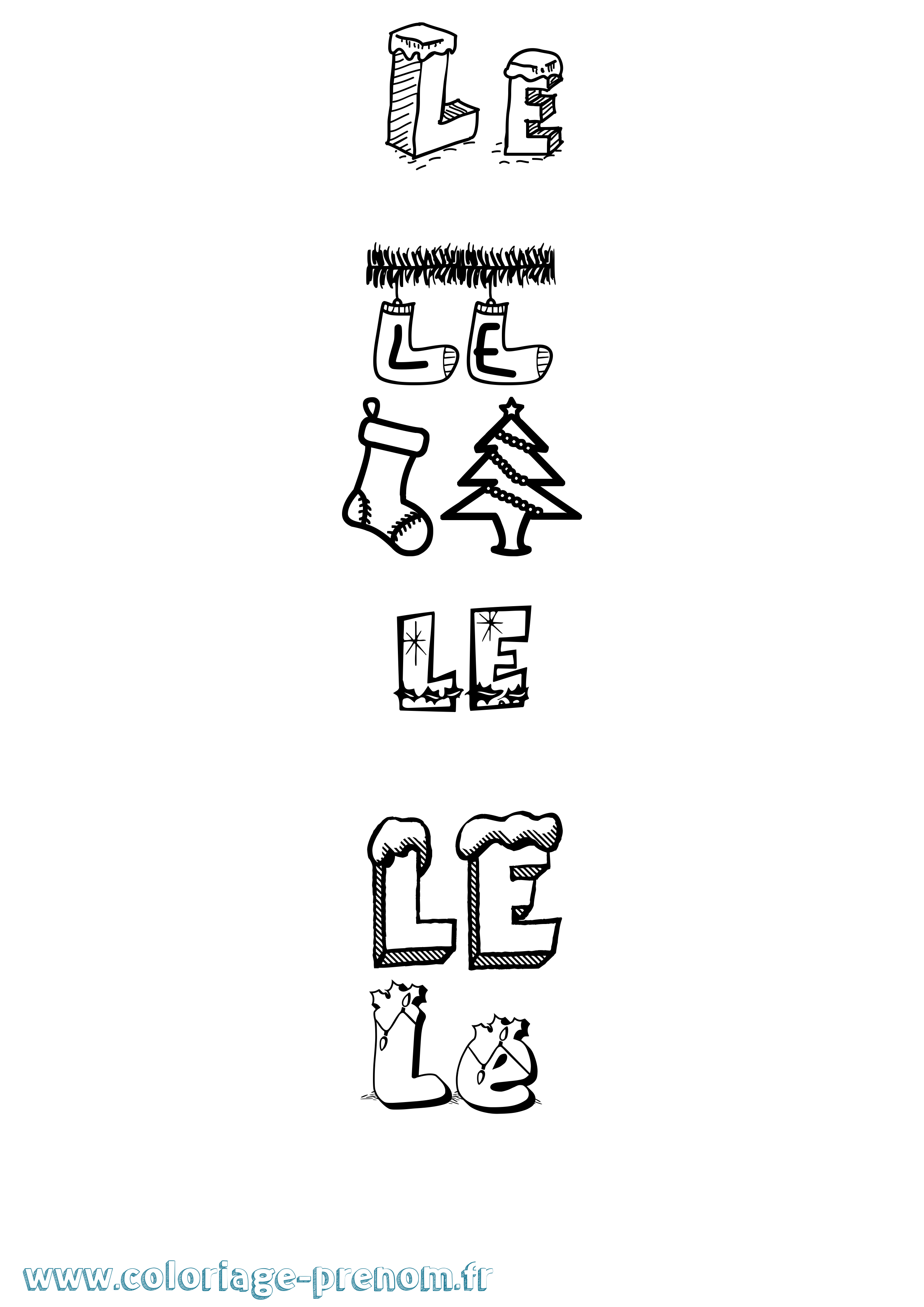 Coloriage Le Noël Coloriage prénom Le Noël