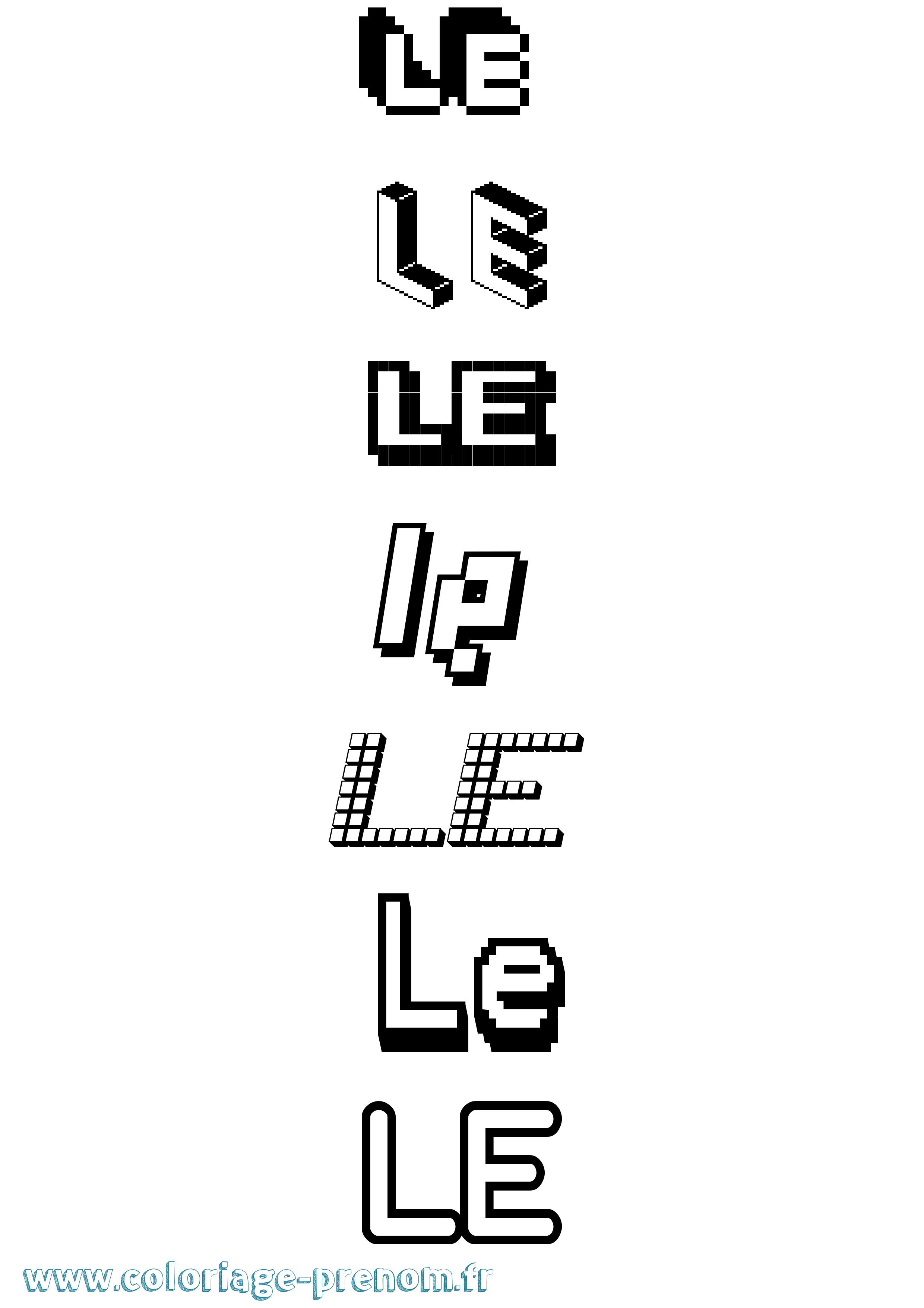 Coloriage Le Pixel Coloriage prénom Le Pixel
