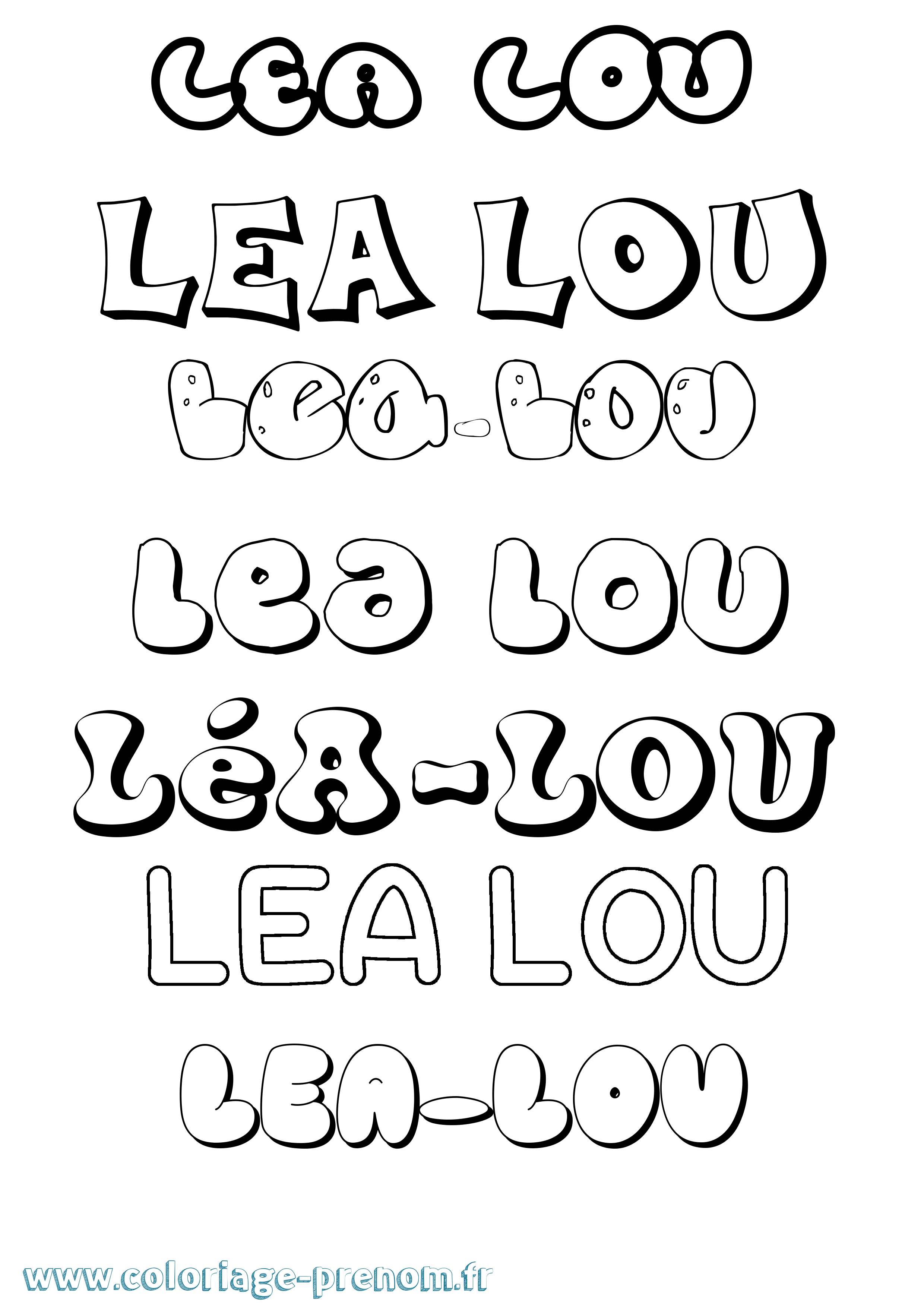 Coloriage Léa-Lou Bubble Coloriage prénom Léa-Lou Bubble