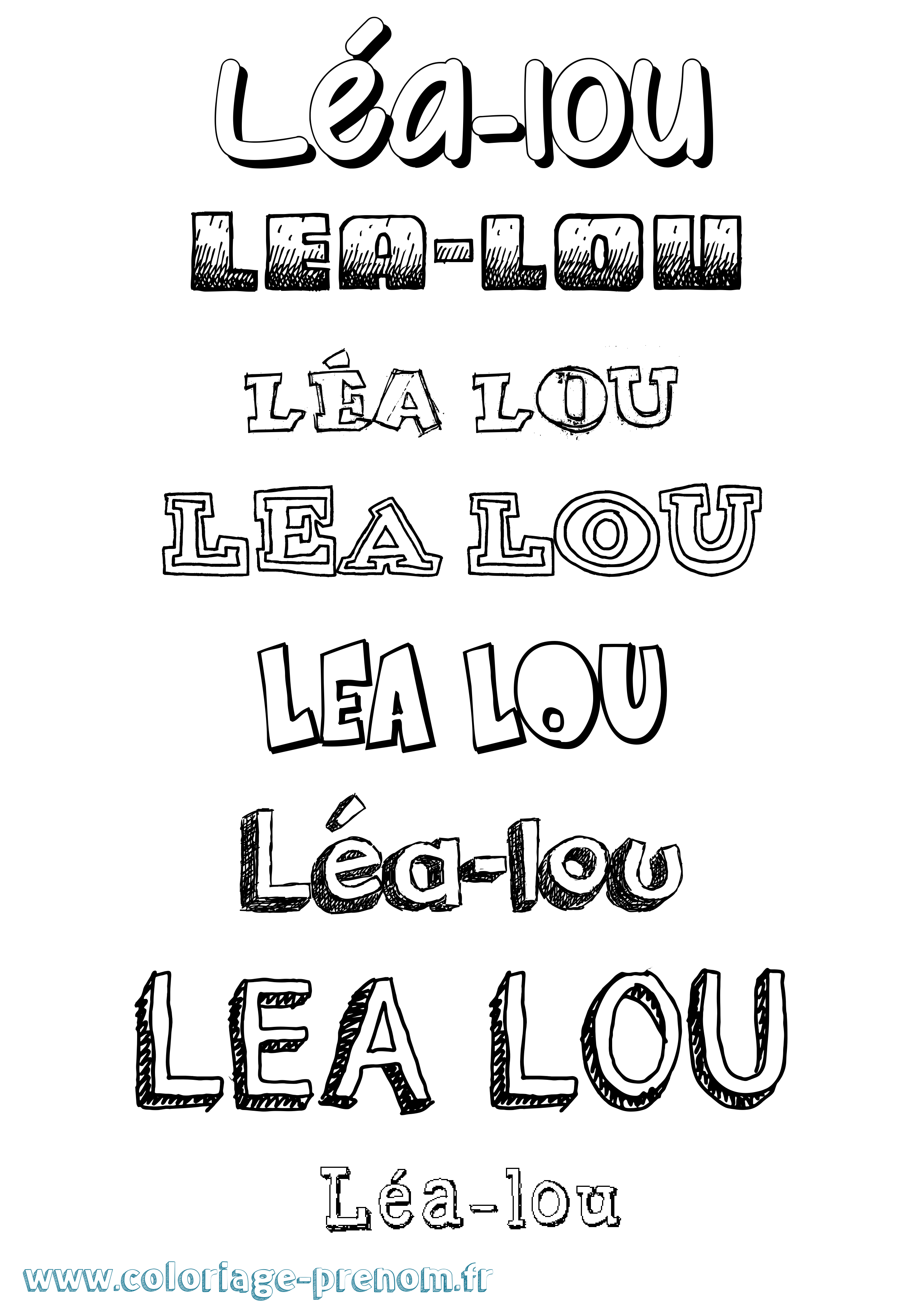 Coloriage Léa-Lou Dessiné Coloriage prénom Léa-Lou Dessiné