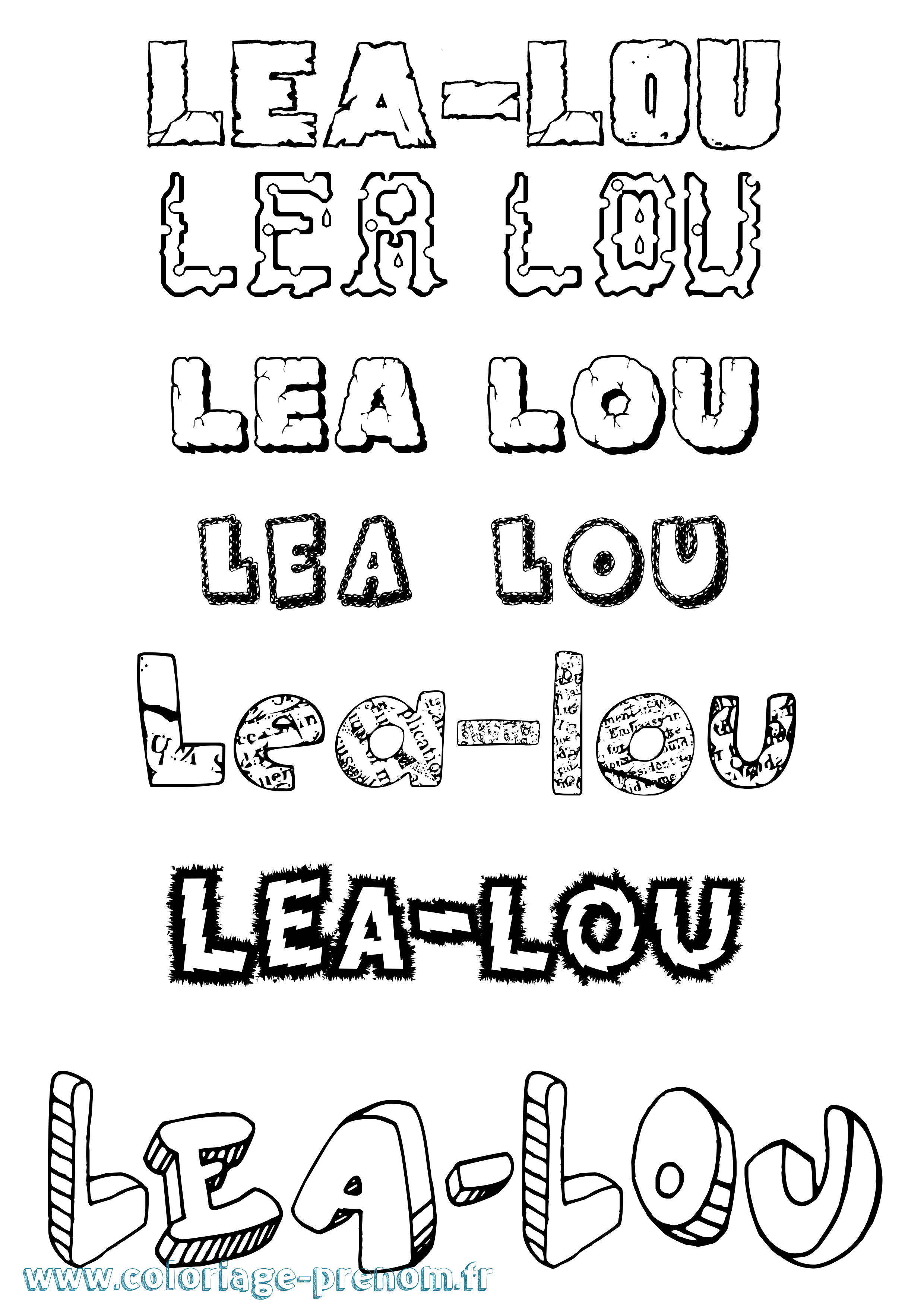 Coloriage Léa-Lou Destructuré Coloriage prénom Léa-Lou Destructuré