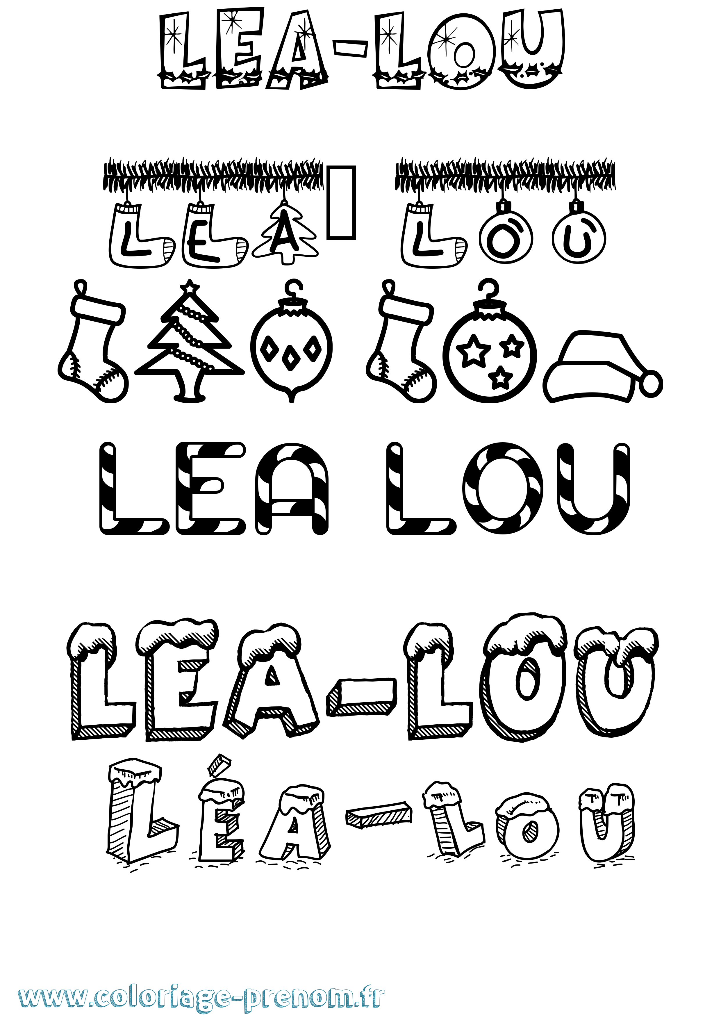 Coloriage Léa-Lou Noël Coloriage prénom Léa-Lou Noël