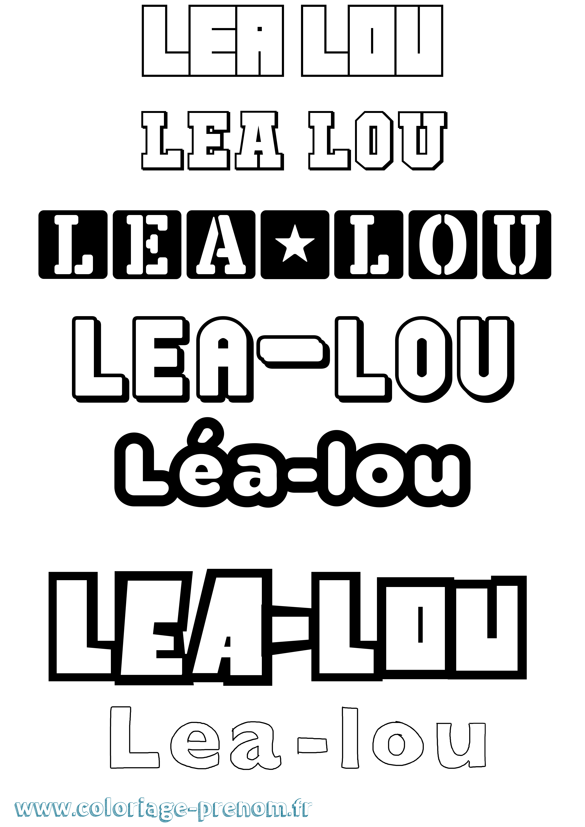 Coloriage Léa-Lou Simple Coloriage prénom Léa-Lou Simple