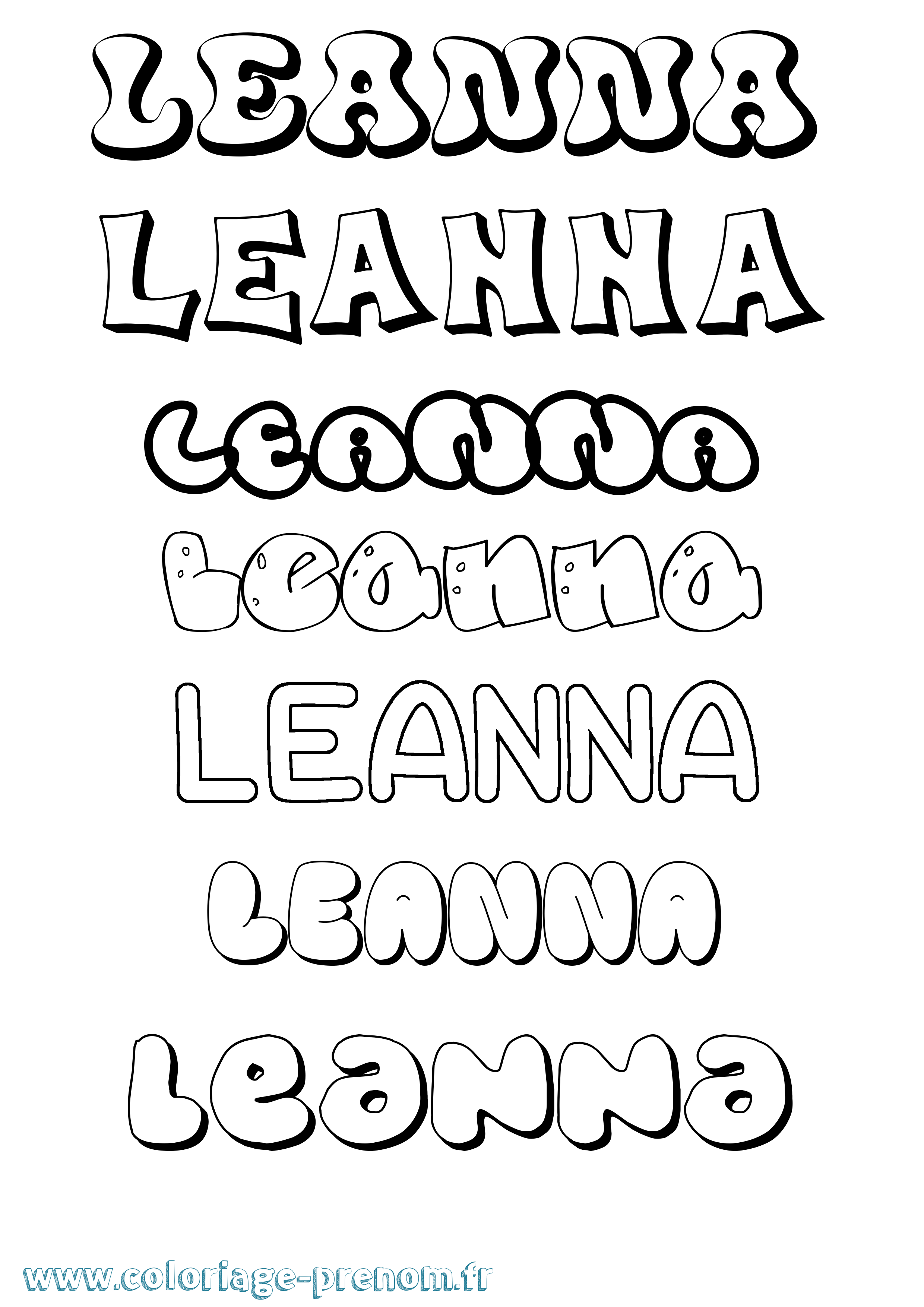 Coloriage Leanna Bubble Coloriage prénom Leanna Bubble