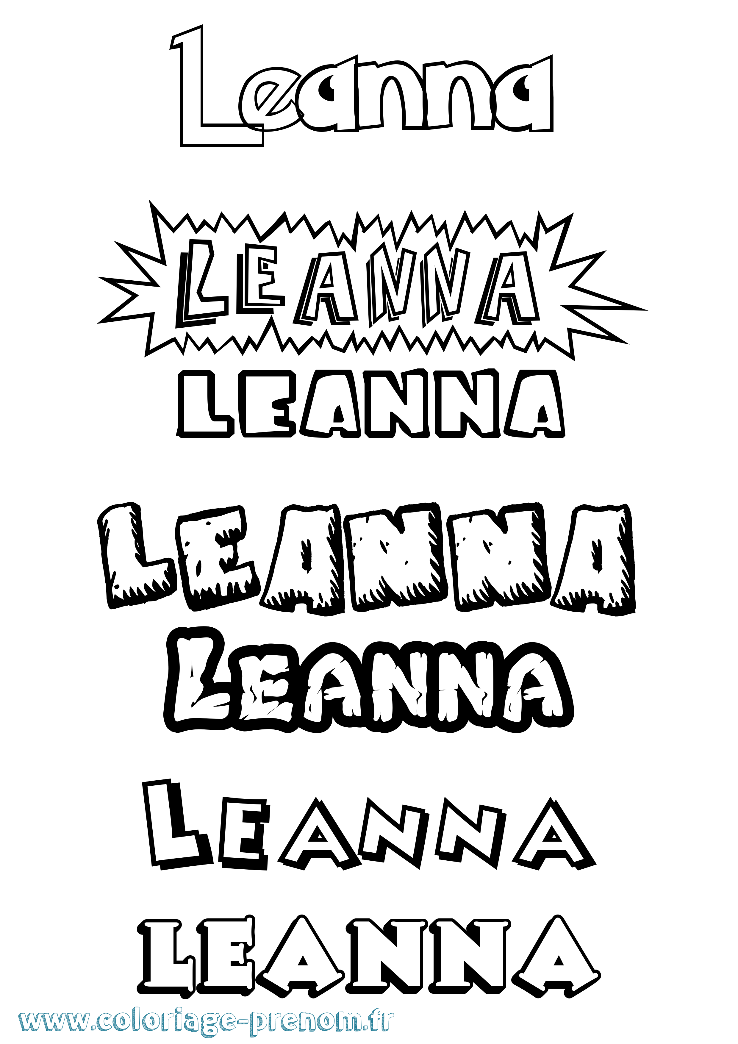 Coloriage Leanna Dessin Animé Coloriage prénom Leanna Dessin Animé