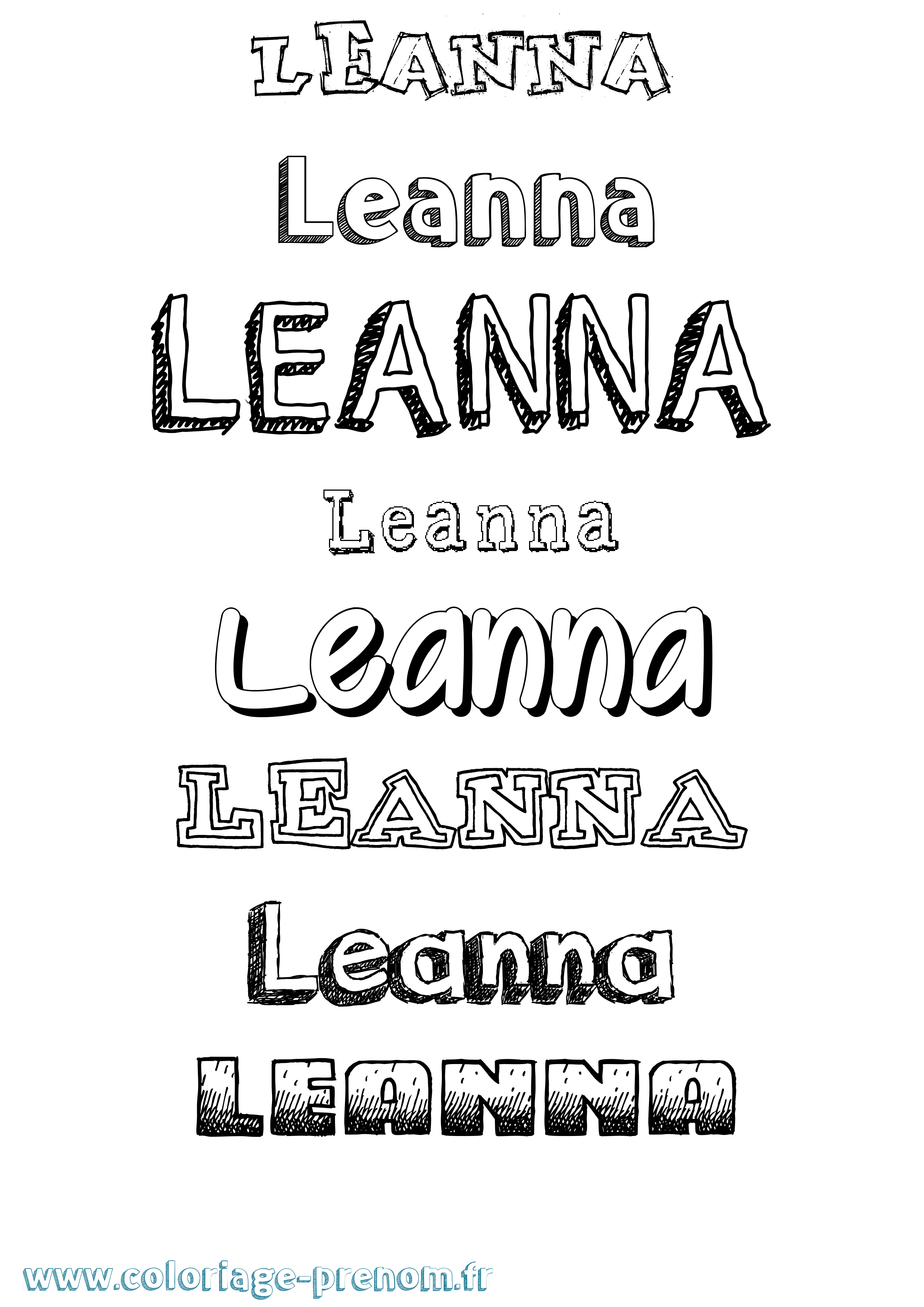 Coloriage Leanna Dessiné Coloriage prénom Leanna Dessiné