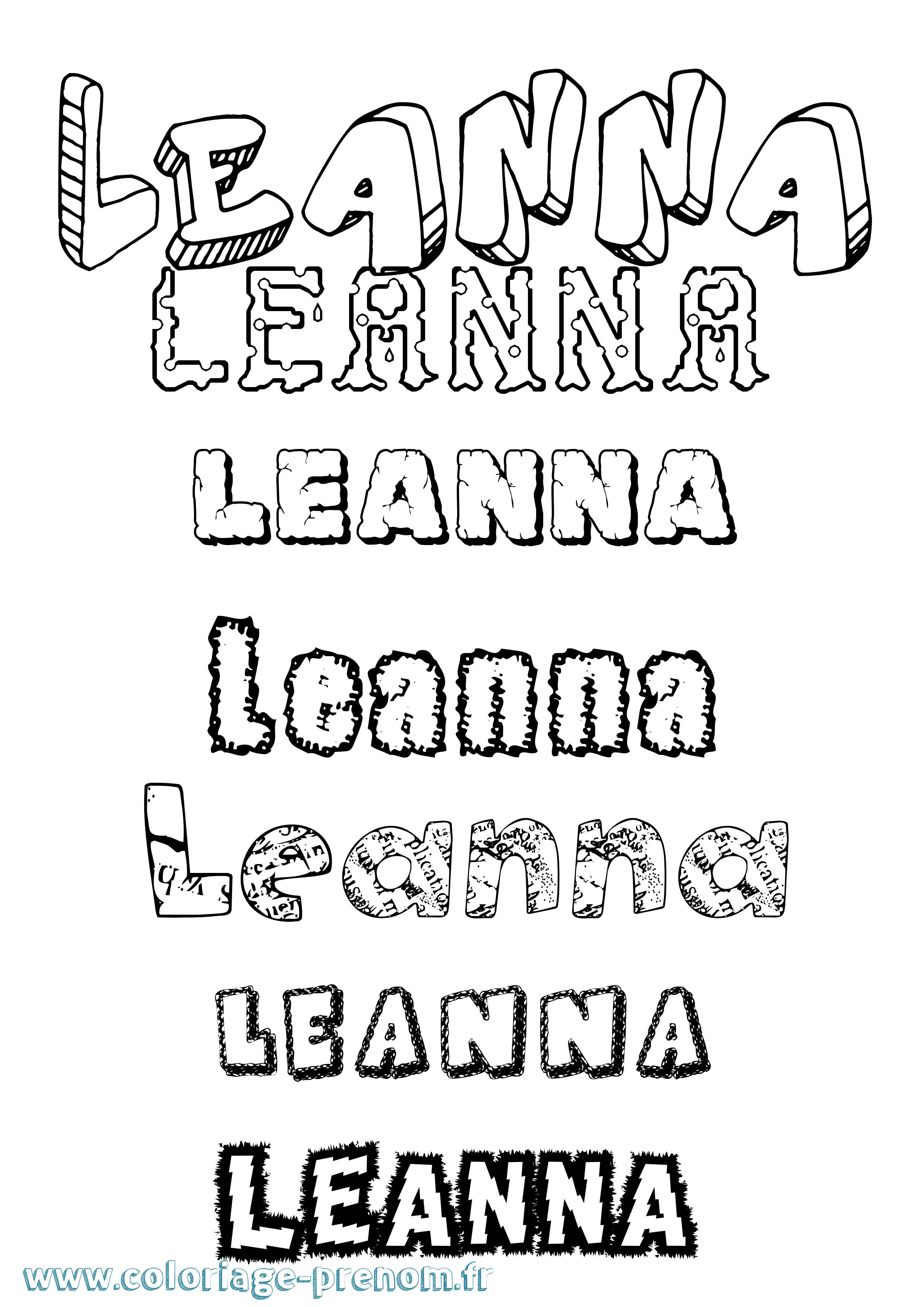 Coloriage Leanna Destructuré Coloriage prénom Leanna Destructuré