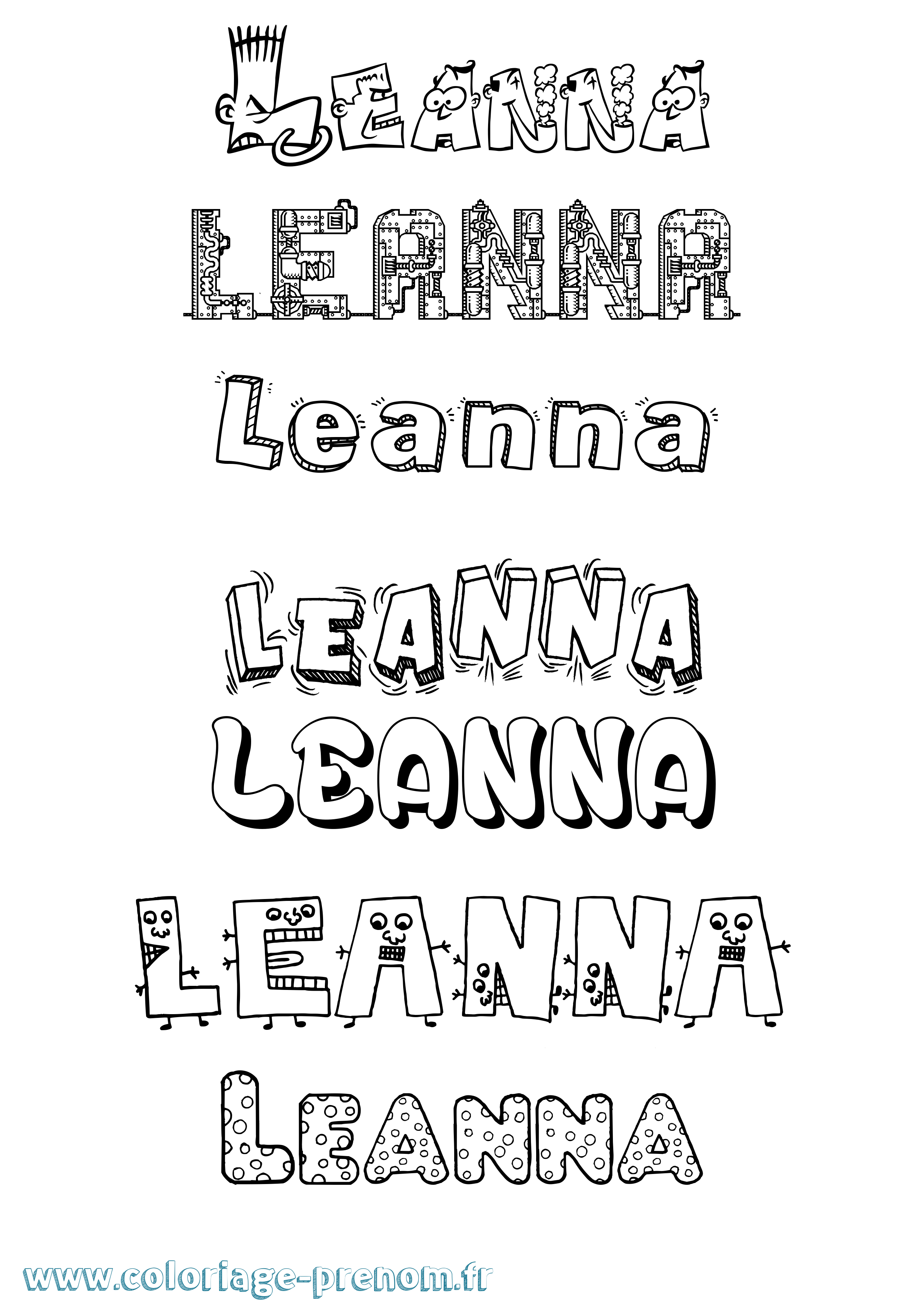 Coloriage Leanna Fun Coloriage prénom Leanna Fun