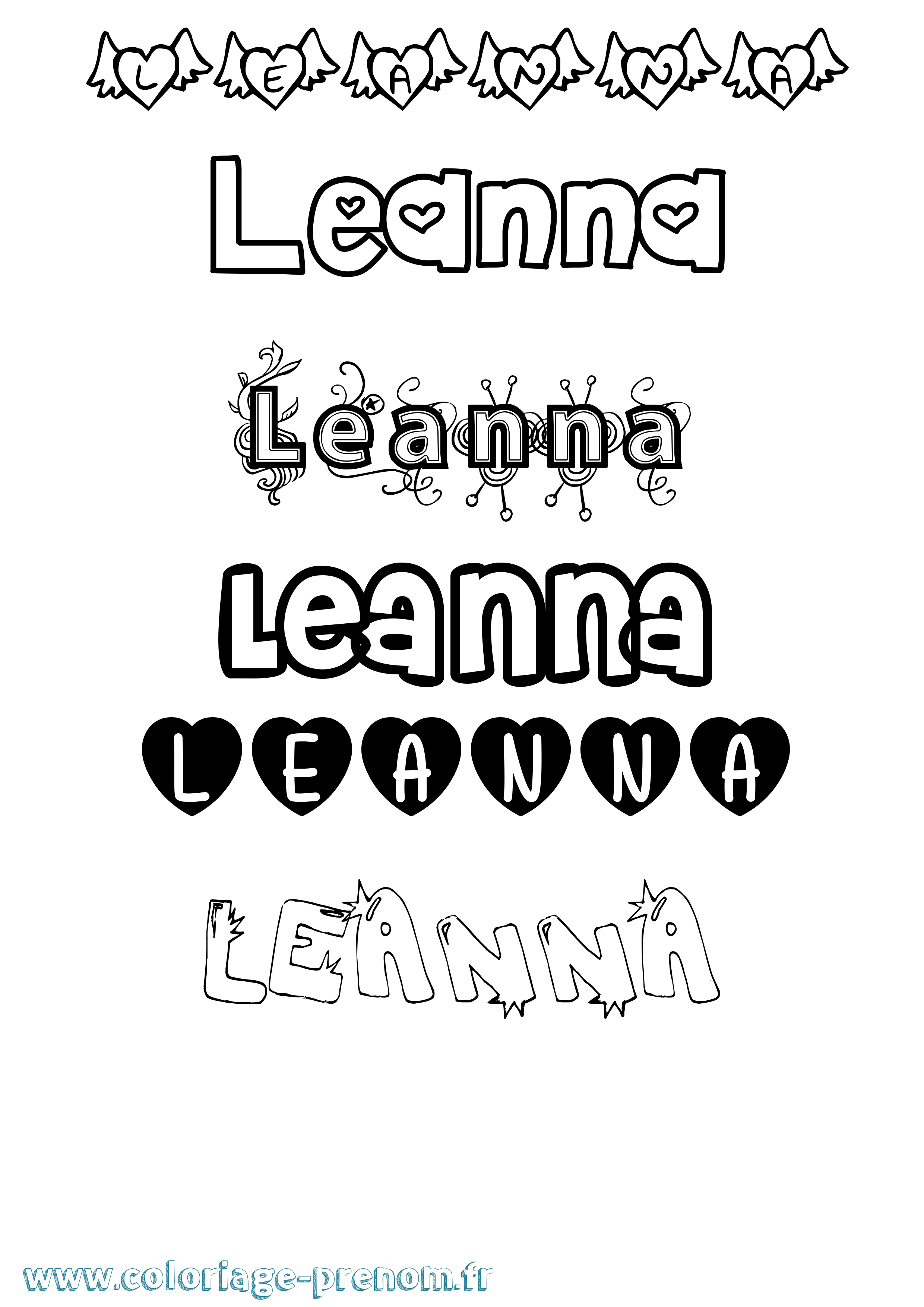 Coloriage Leanna Girly Coloriage prénom Leanna Girly