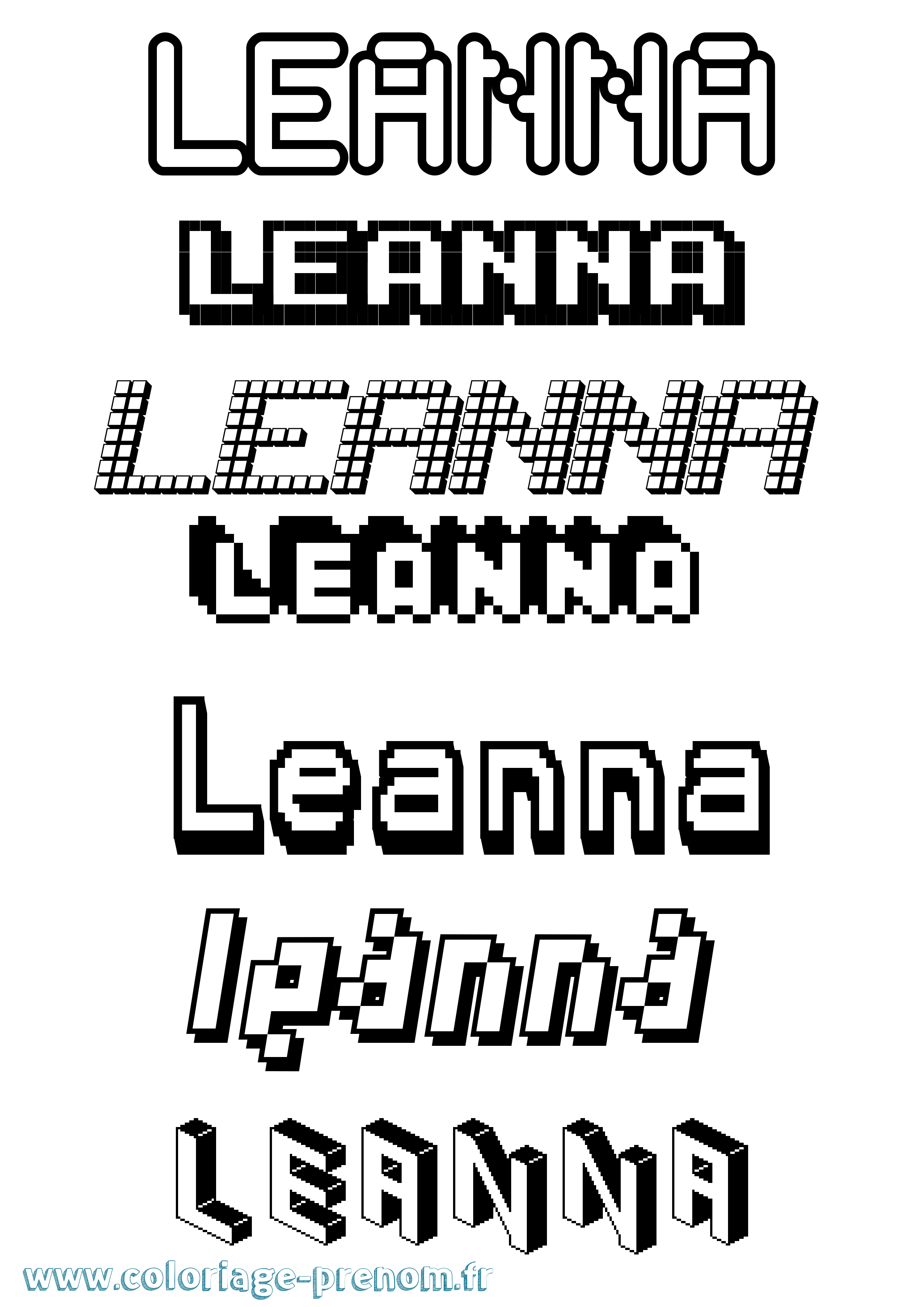 Coloriage Leanna Pixel Coloriage prénom Leanna Pixel