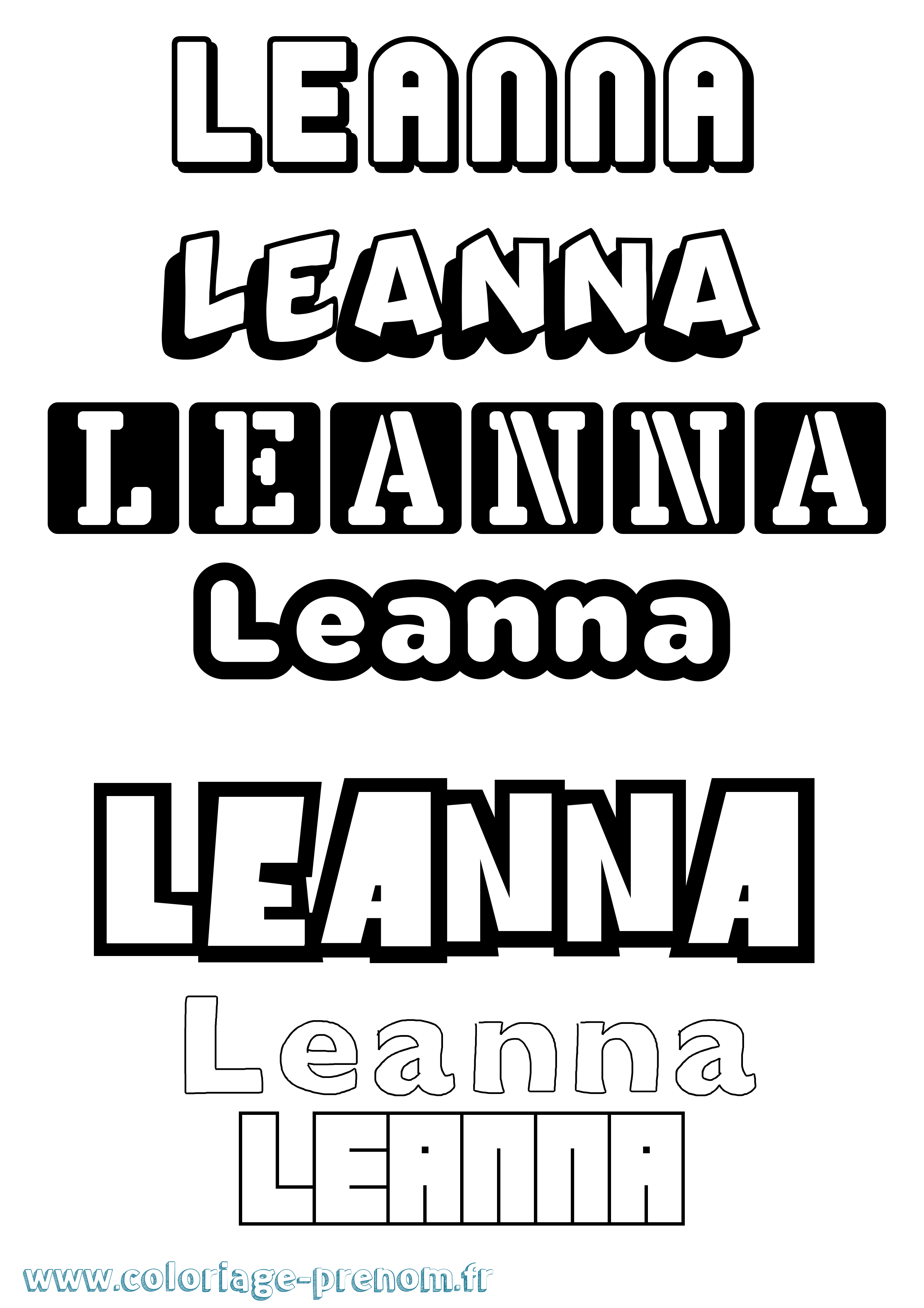 Coloriage Leanna Simple Coloriage prénom Leanna Simple
