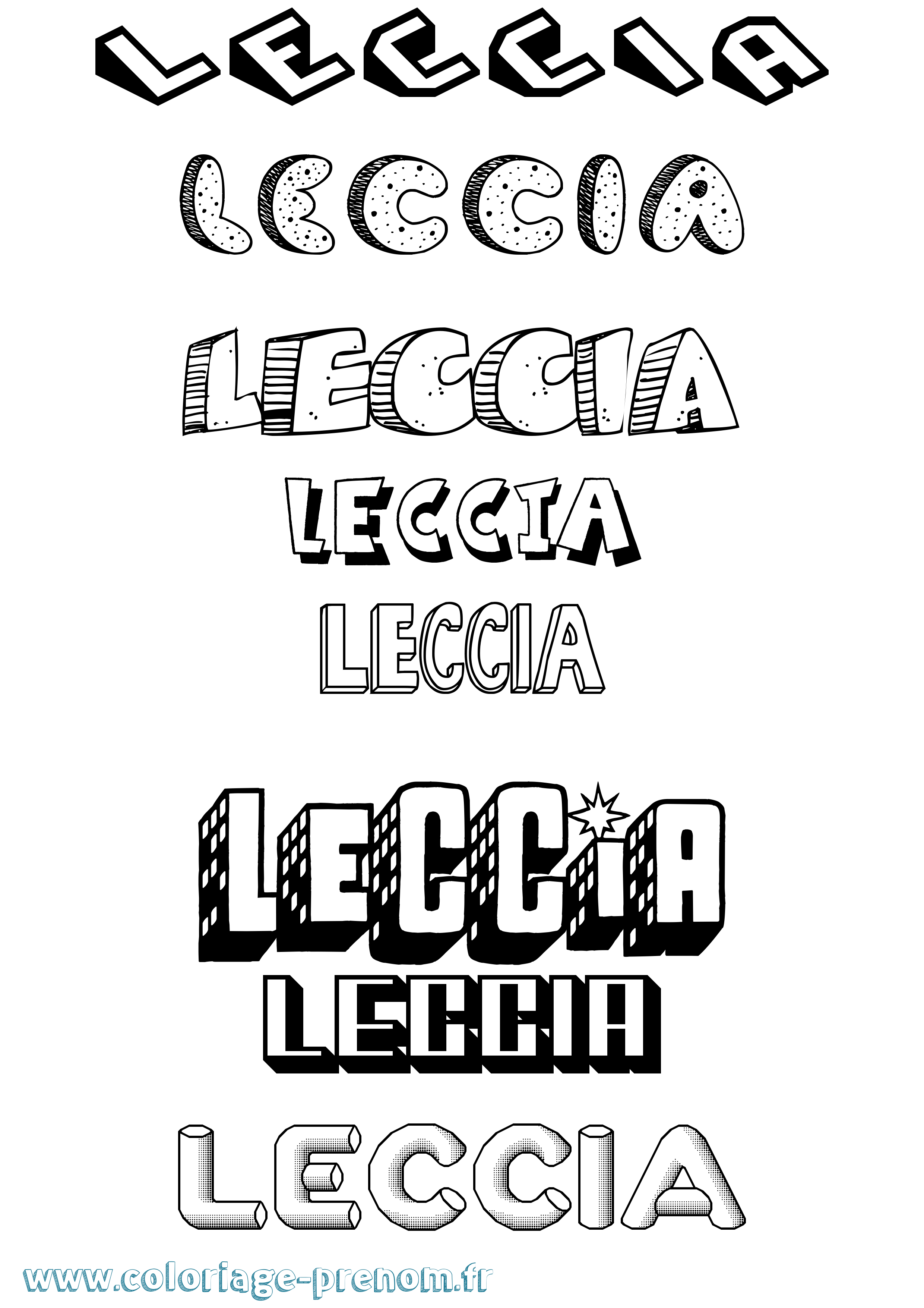 Coloriage Leccia Effet 3D Coloriage prénom Leccia Effet 3D