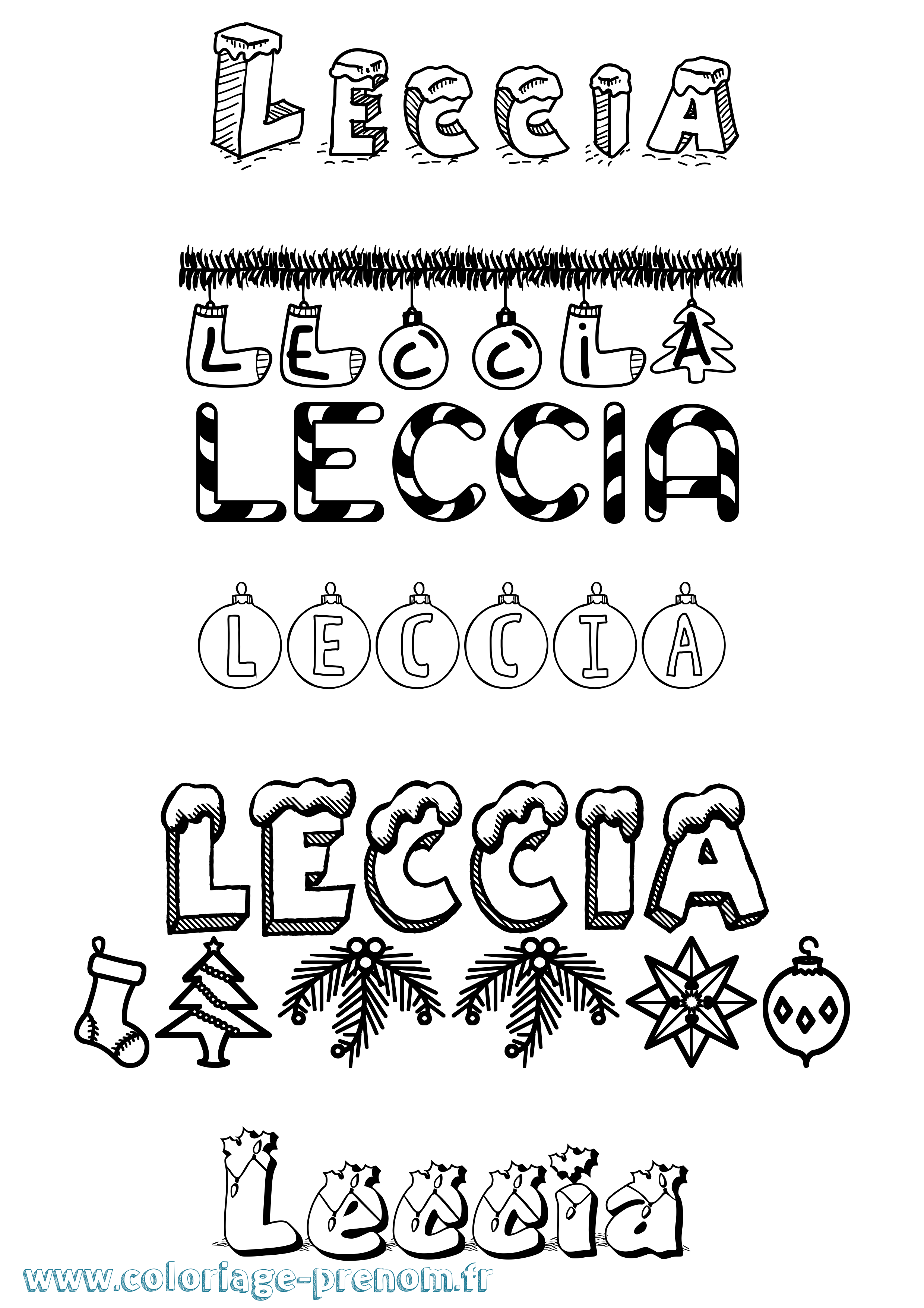 Coloriage Leccia Noël Coloriage prénom Leccia Noël
