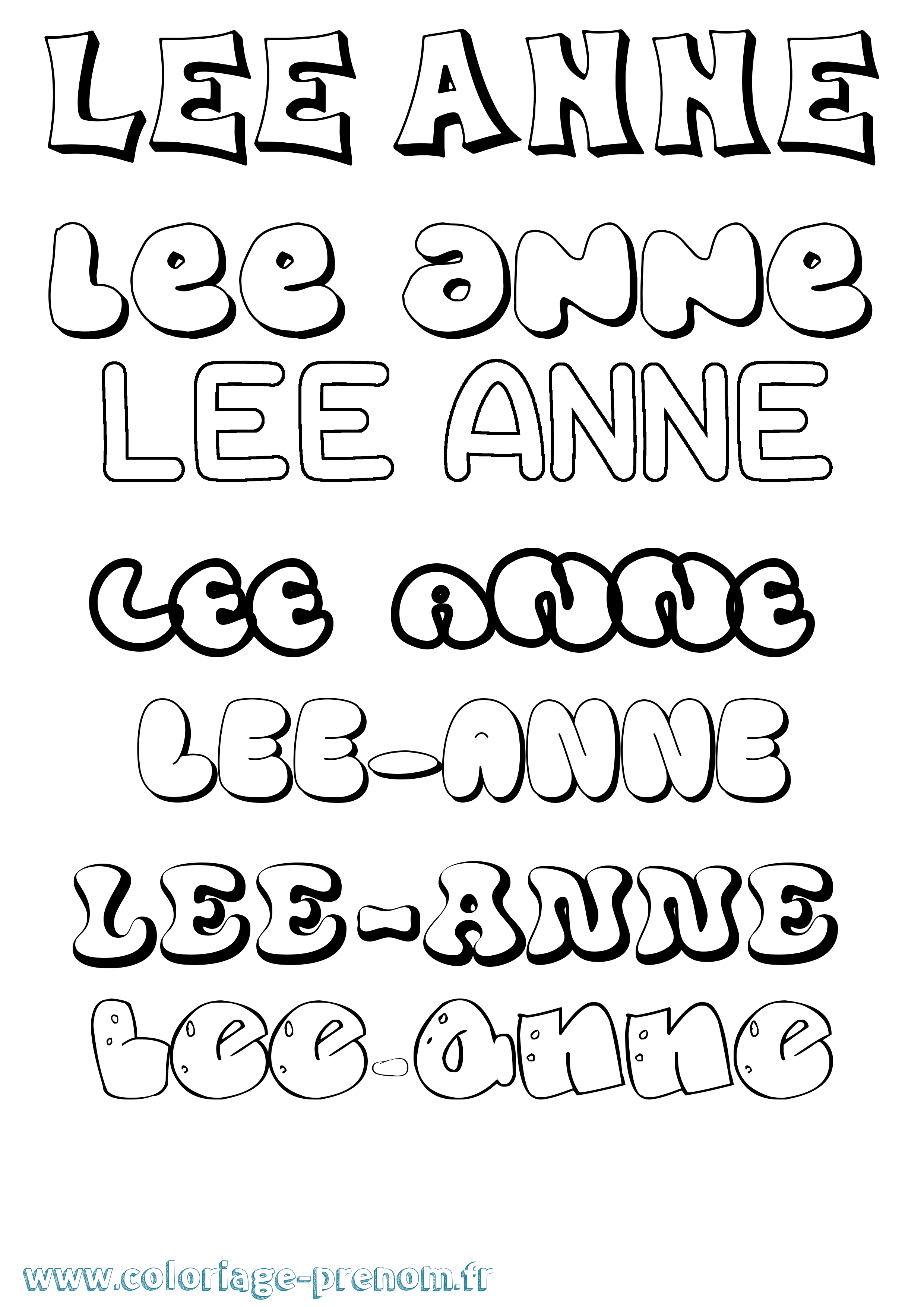 Coloriage Lee-Anne Bubble Coloriage prénom Lee-Anne Bubble