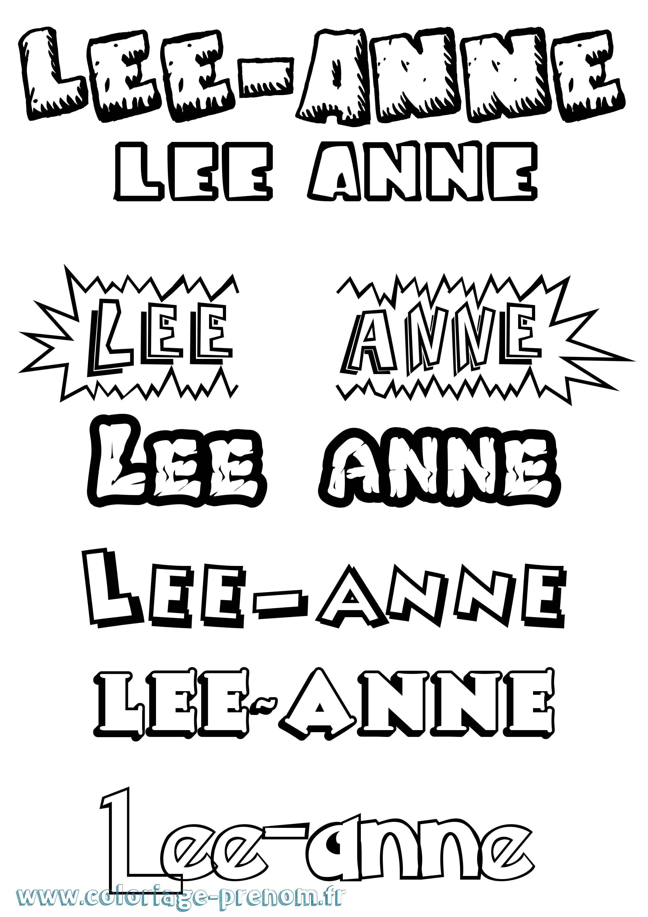 Coloriage Lee-Anne Dessin Animé Coloriage prénom Lee-Anne Dessin Animé