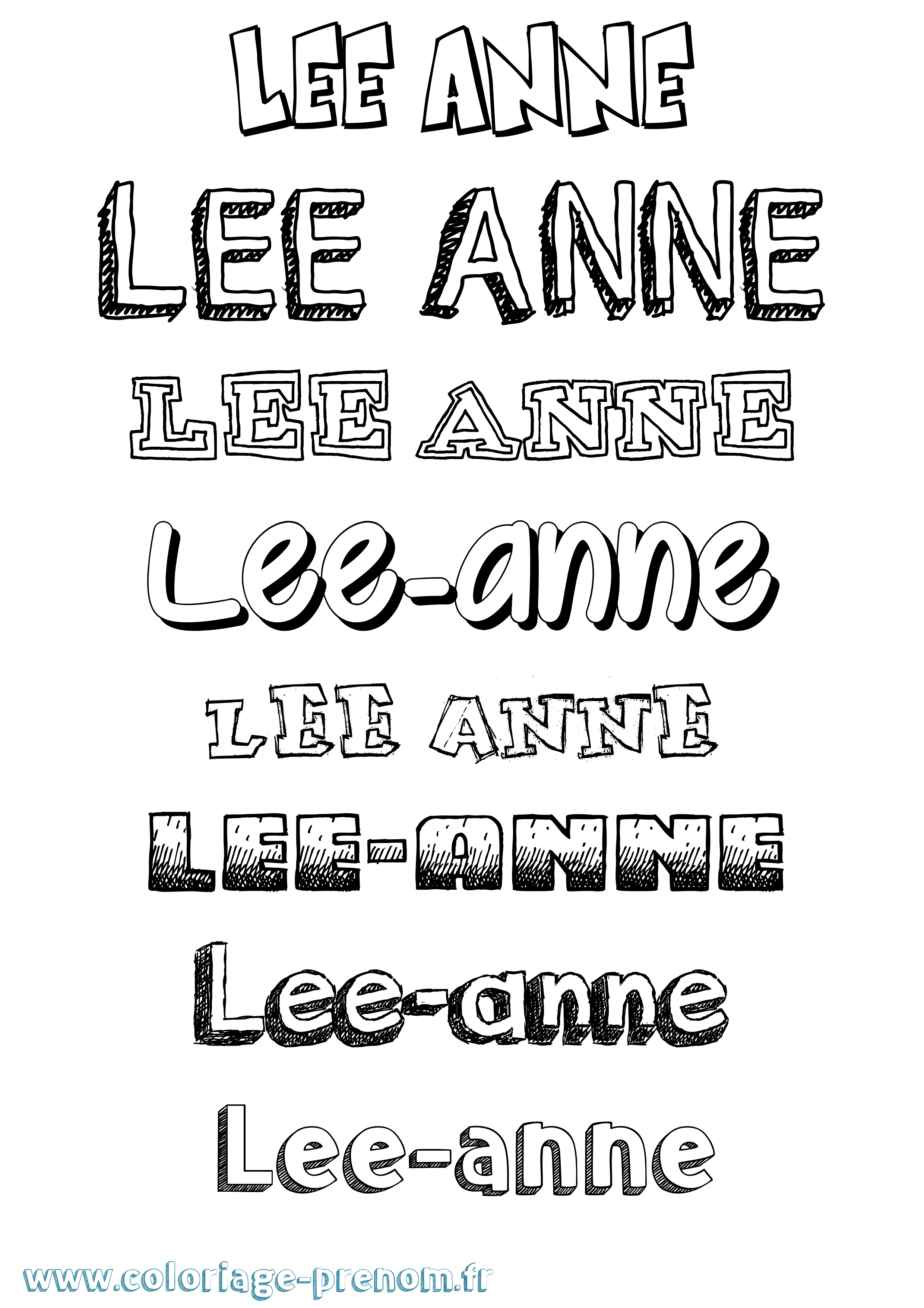 Coloriage Lee-Anne Dessiné Coloriage prénom Lee-Anne Dessiné
