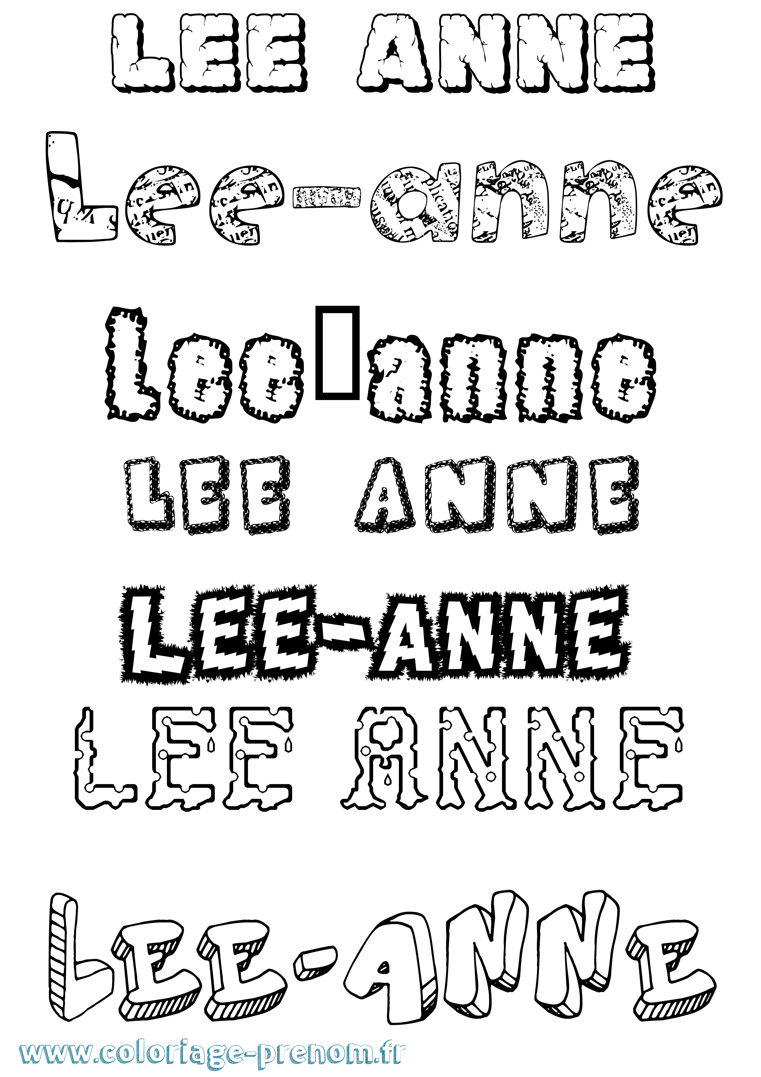 Coloriage Lee-Anne Destructuré Coloriage prénom Lee-Anne Destructuré