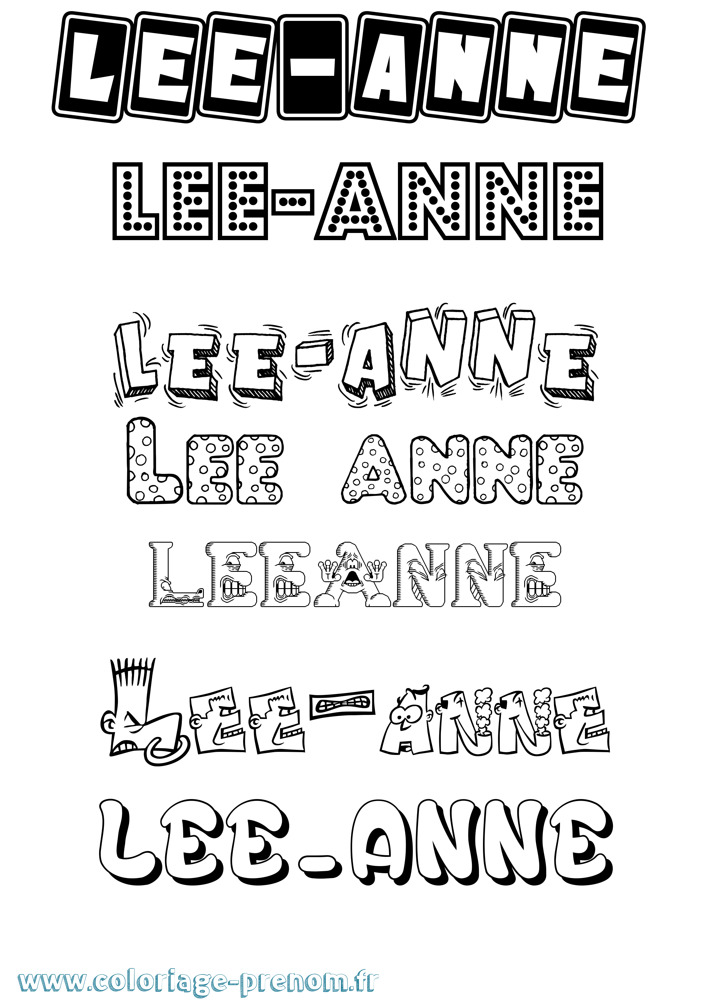 Coloriage Lee-Anne Fun Coloriage prénom Lee-Anne Fun