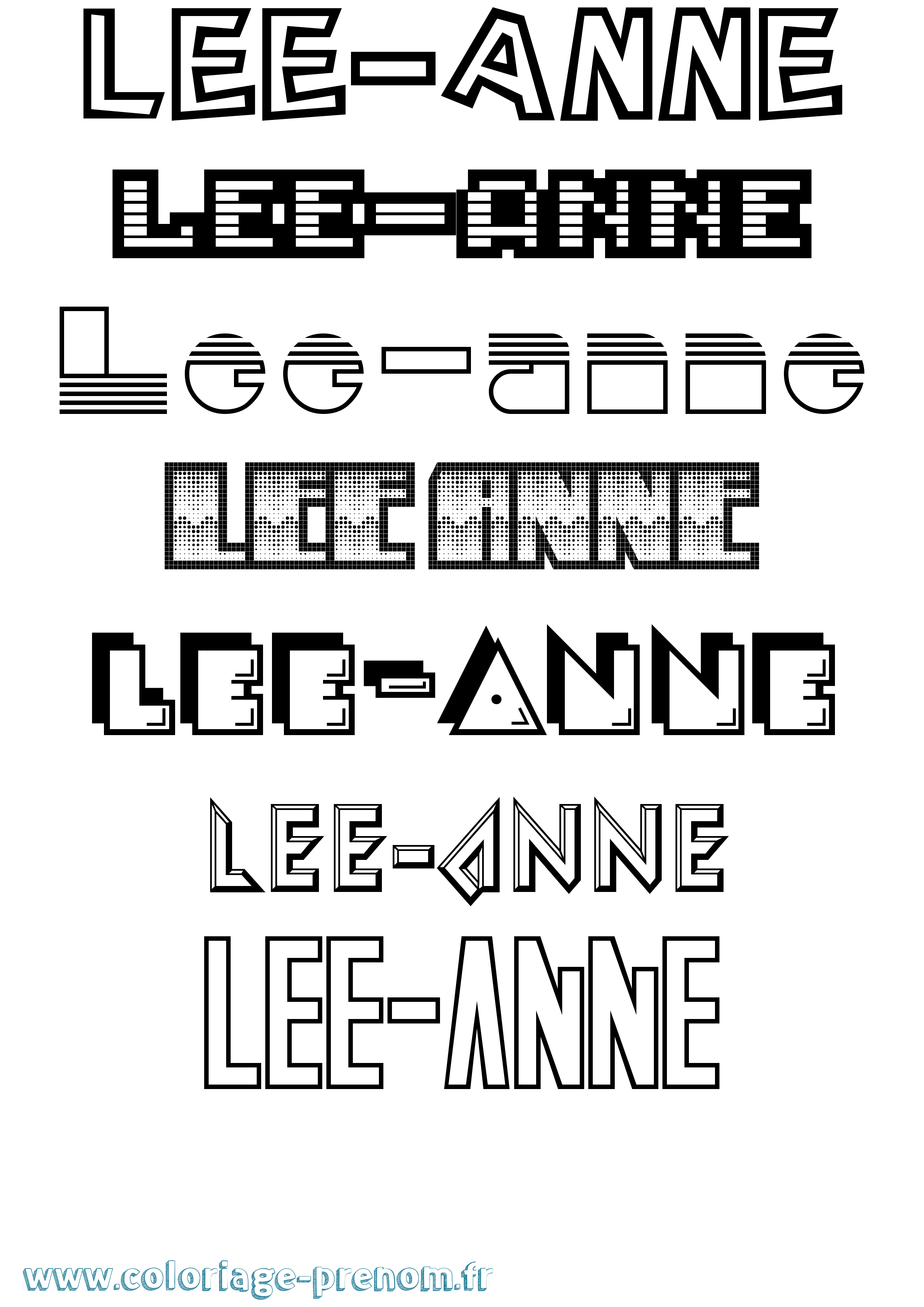 Coloriage Lee-Anne Jeux Vidéos Coloriage prénom Lee-Anne Jeux Vidéos