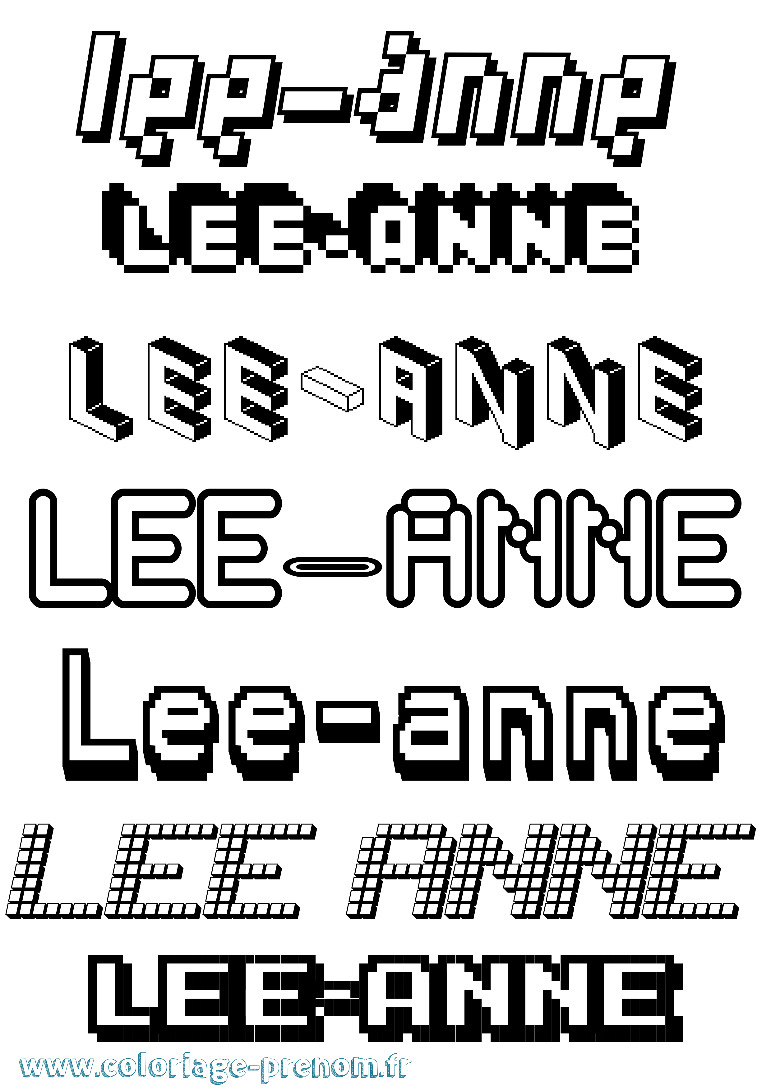 Coloriage Lee-Anne Pixel Coloriage prénom Lee-Anne Pixel