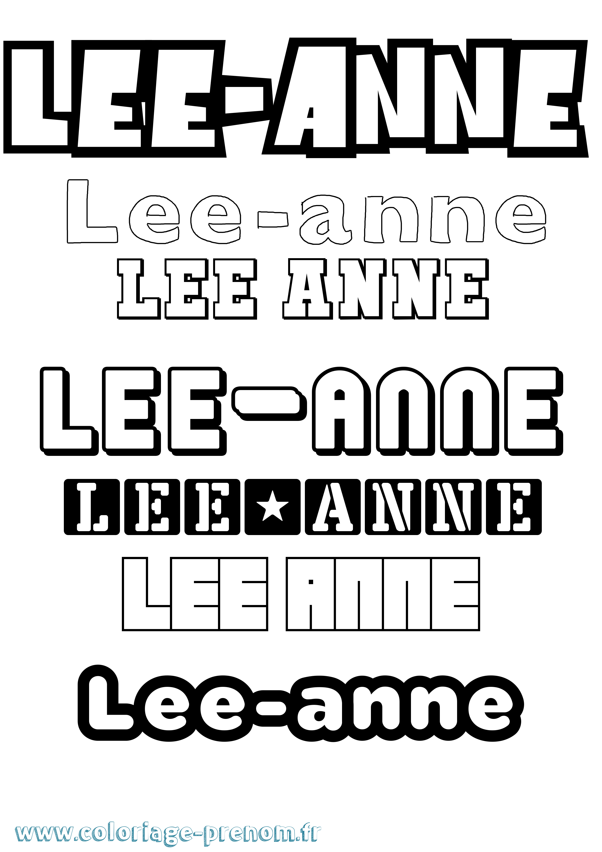 Coloriage Lee-Anne Simple Coloriage prénom Lee-Anne Simple