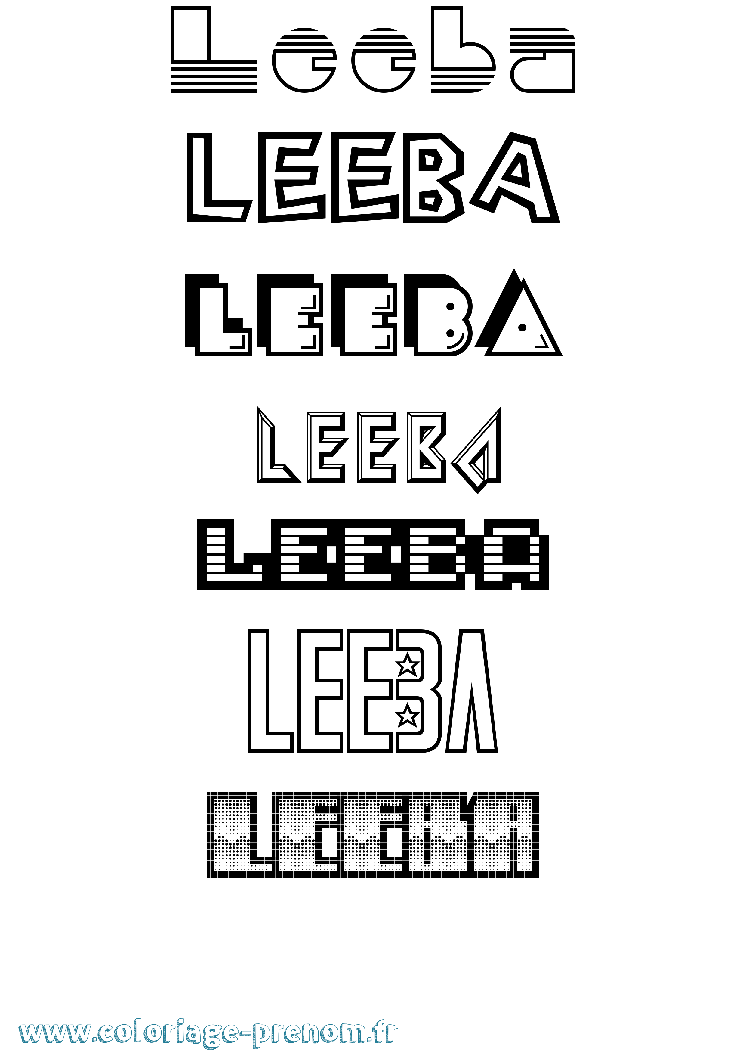 Coloriage Leeba Jeux Vidéos Coloriage prénom Leeba Jeux Vidéos