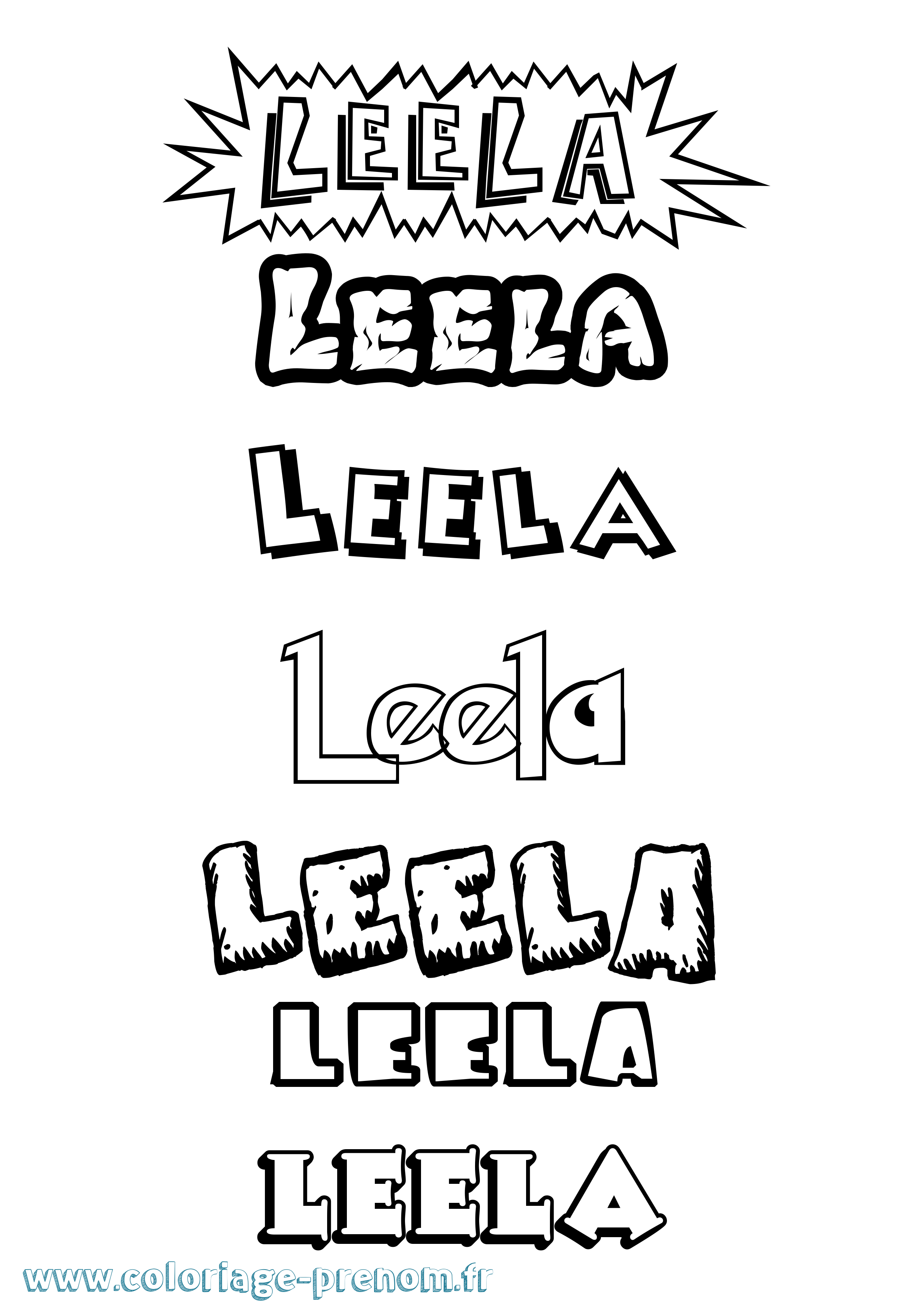 Coloriage Leela Dessin Animé Coloriage prénom Leela Dessin Animé