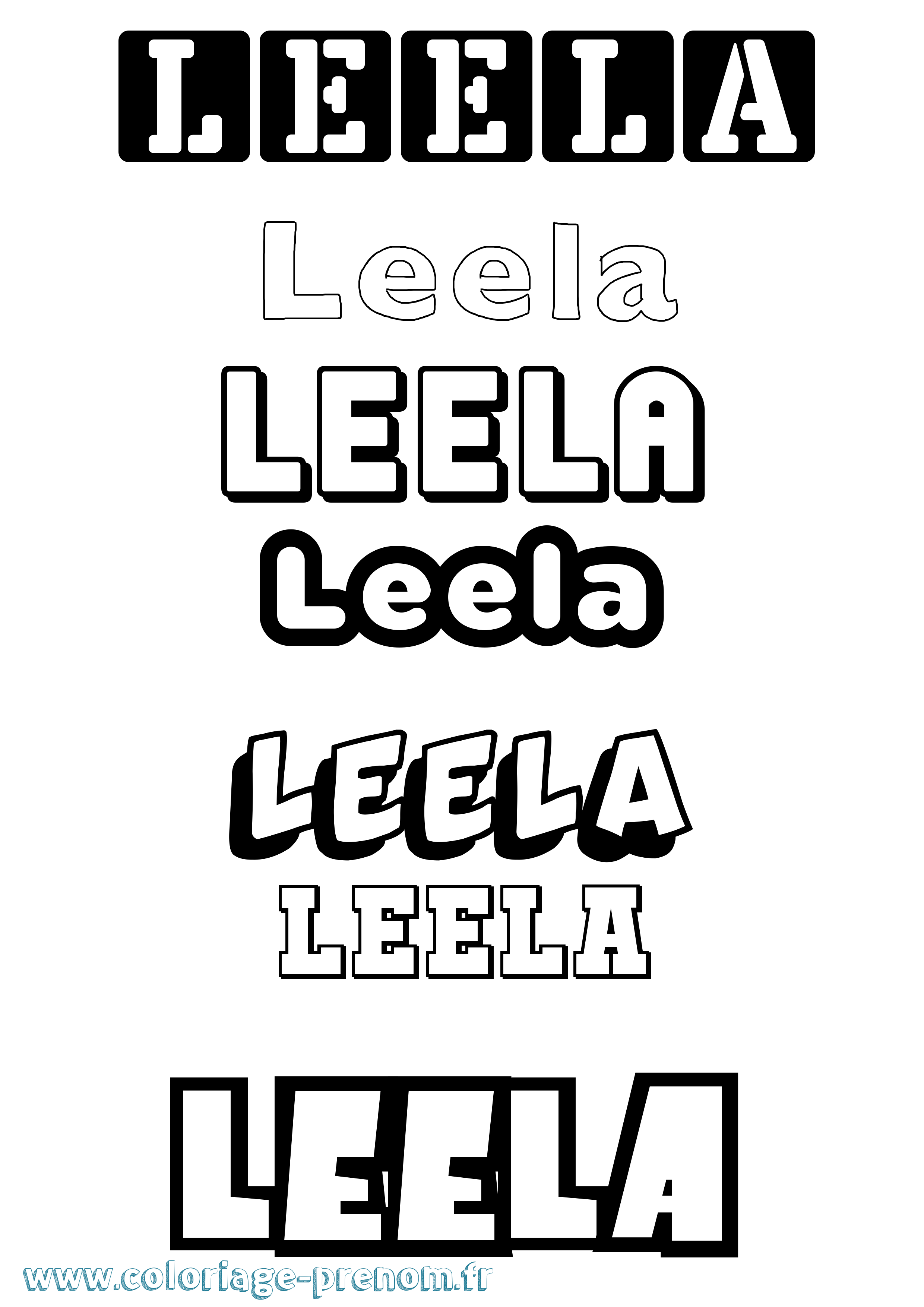 Coloriage Leela Simple Coloriage prénom Leela Simple