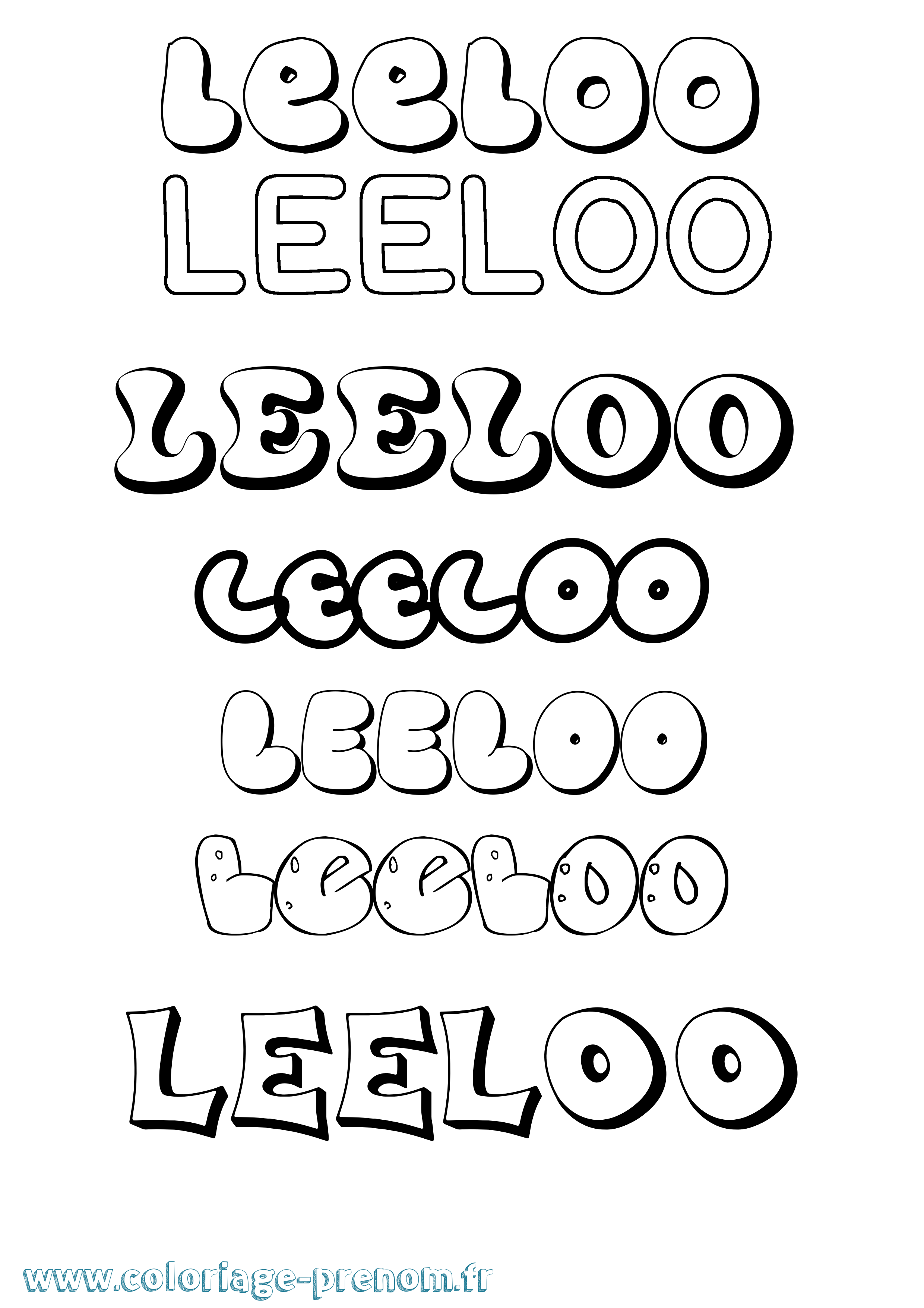 Coloriage Leeloo Bubble Coloriage prénom Leeloo Bubble