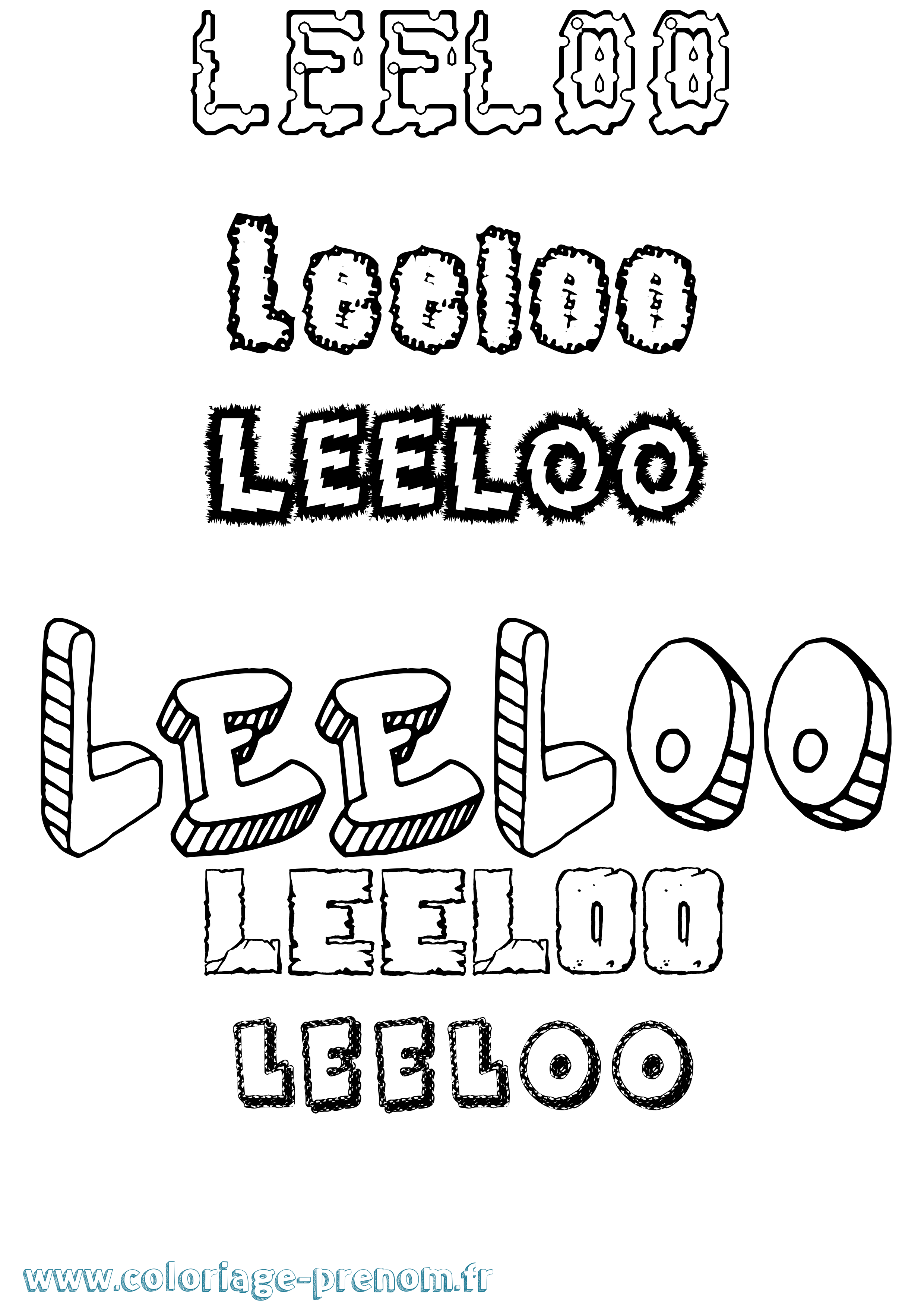 Coloriage Leeloo Destructuré Coloriage prénom Leeloo Destructuré