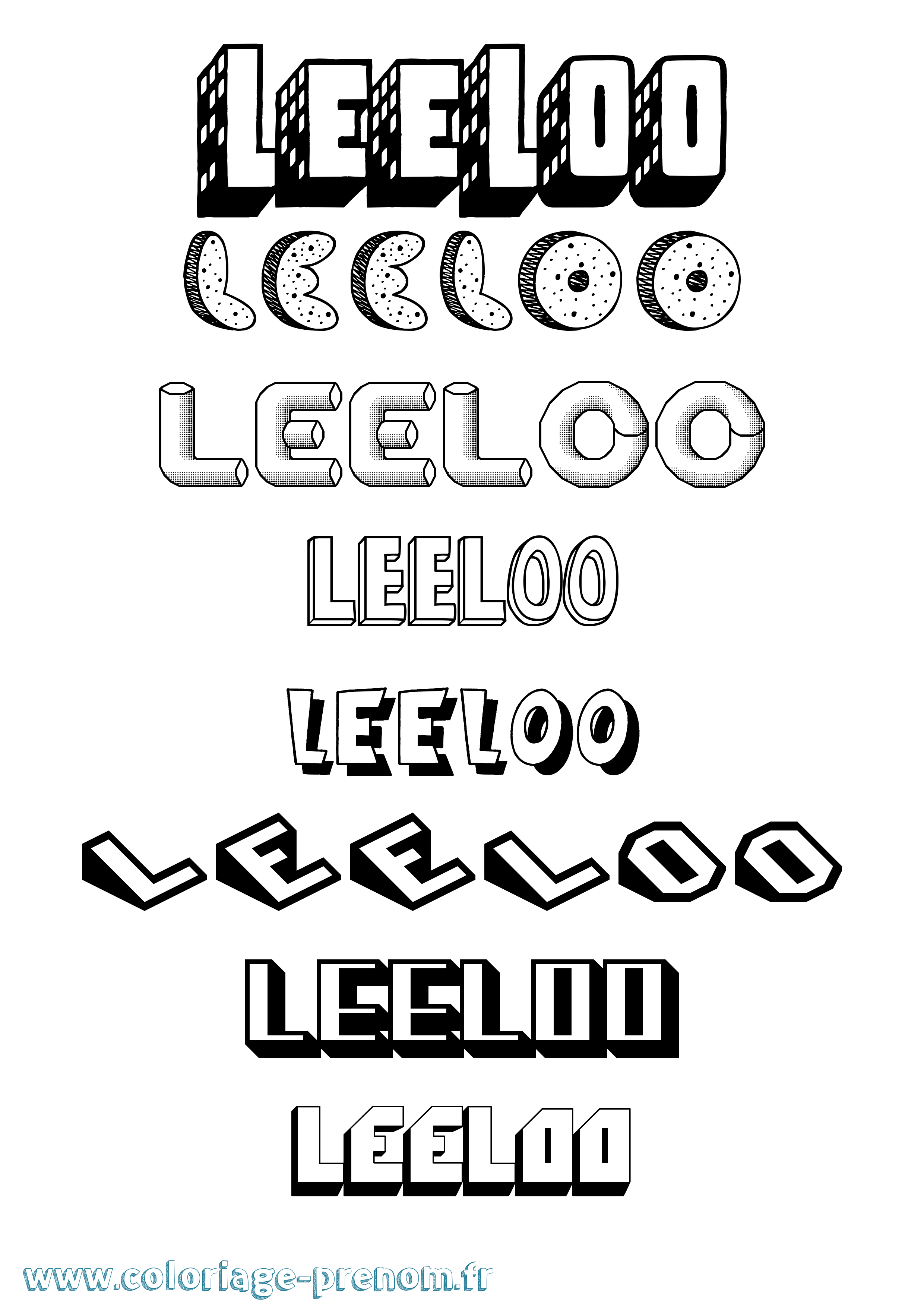 Coloriage Leeloo Effet 3D Coloriage prénom Leeloo Effet 3D