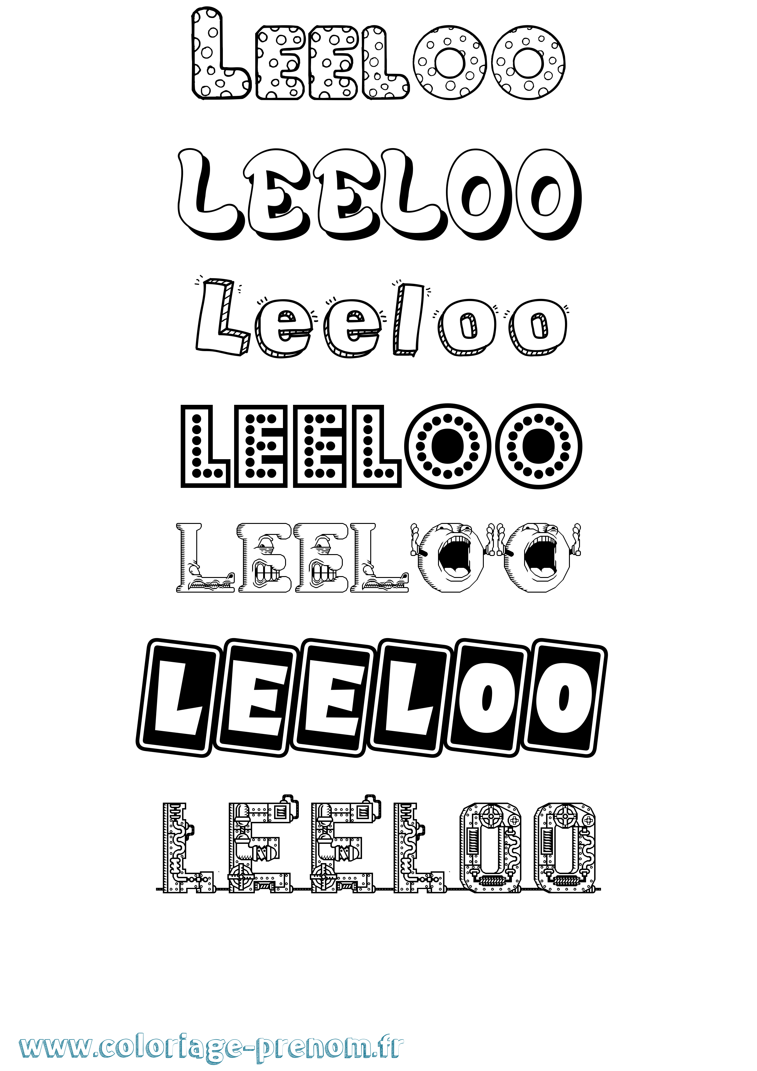 Coloriage Leeloo Fun Coloriage prénom Leeloo Fun