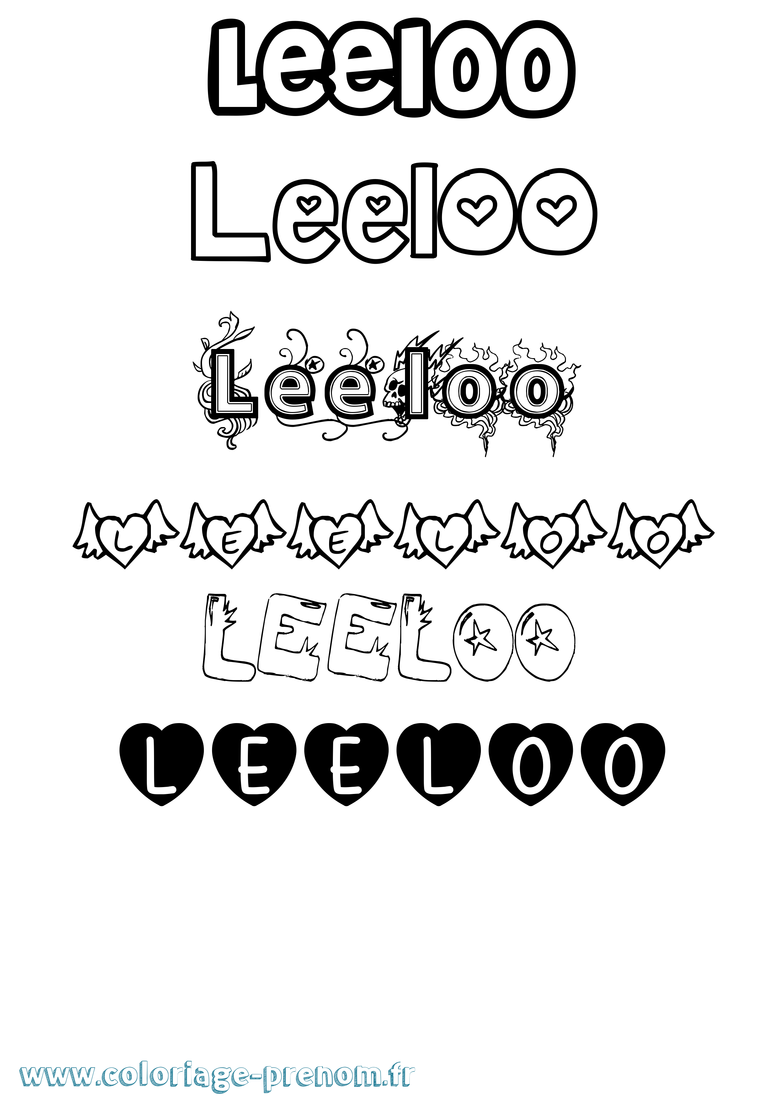 Coloriage Leeloo Girly Coloriage prénom Leeloo Girly