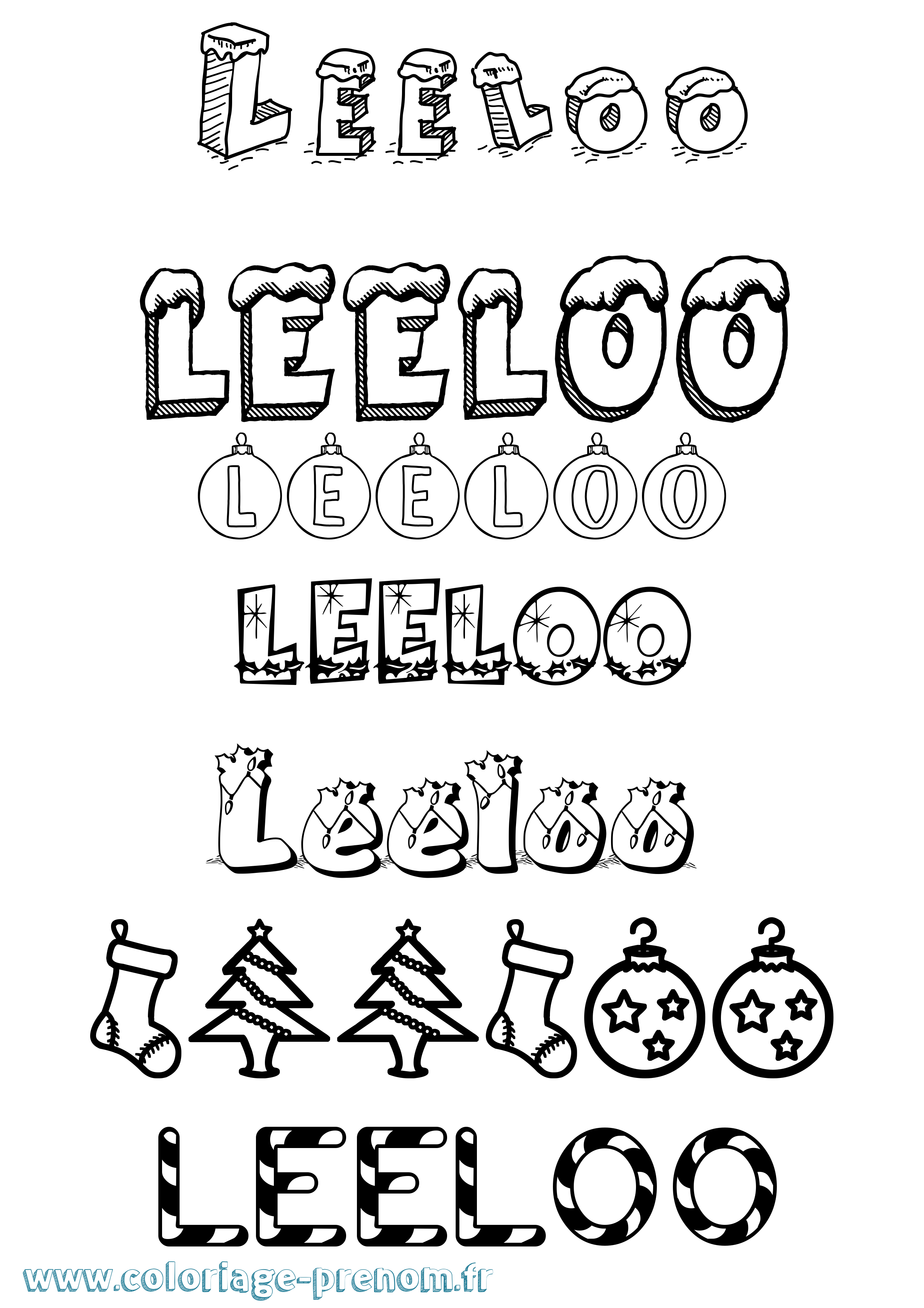 Coloriage Leeloo Noël Coloriage prénom Leeloo Noël
