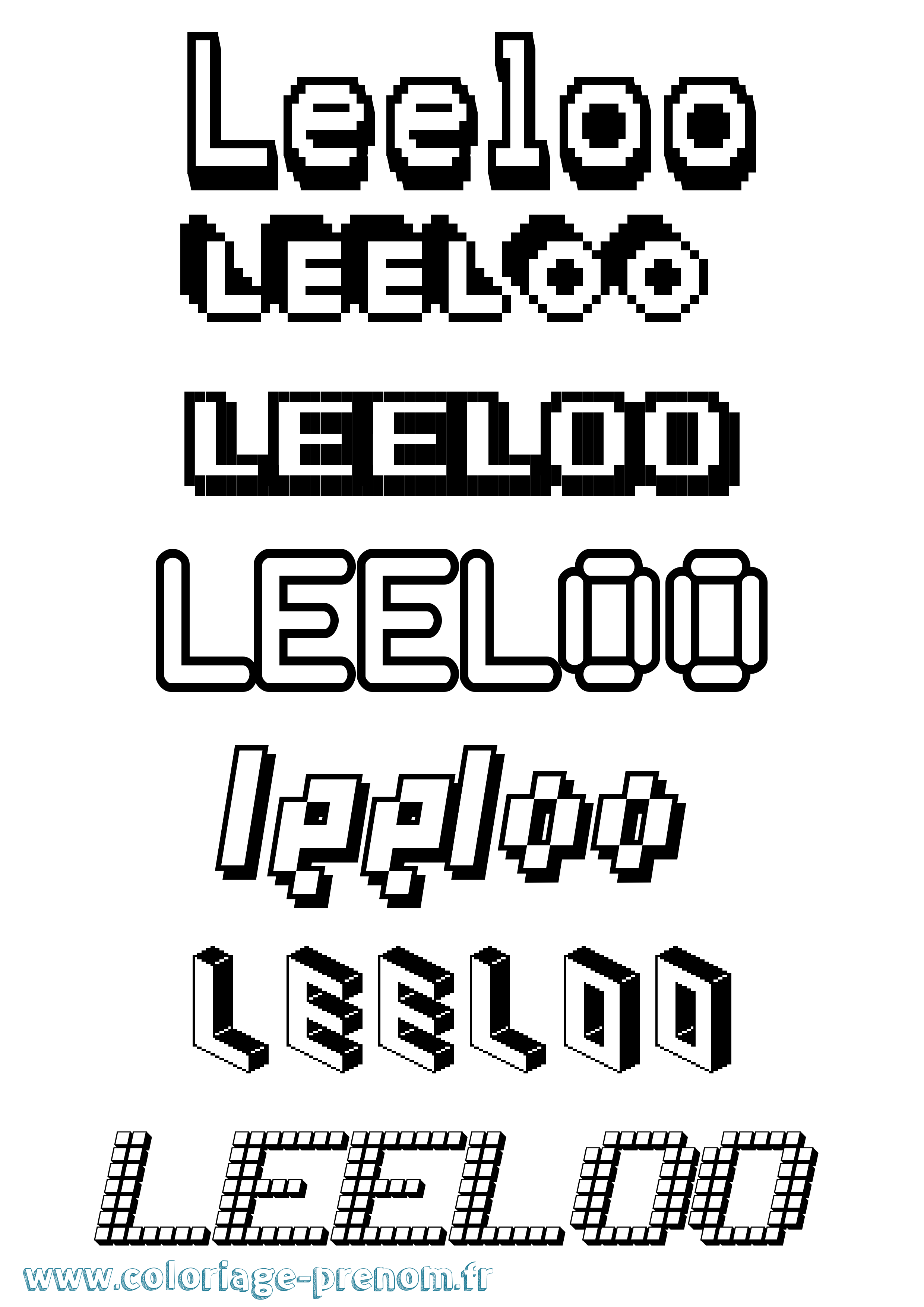 Coloriage Leeloo Pixel Coloriage prénom Leeloo Pixel