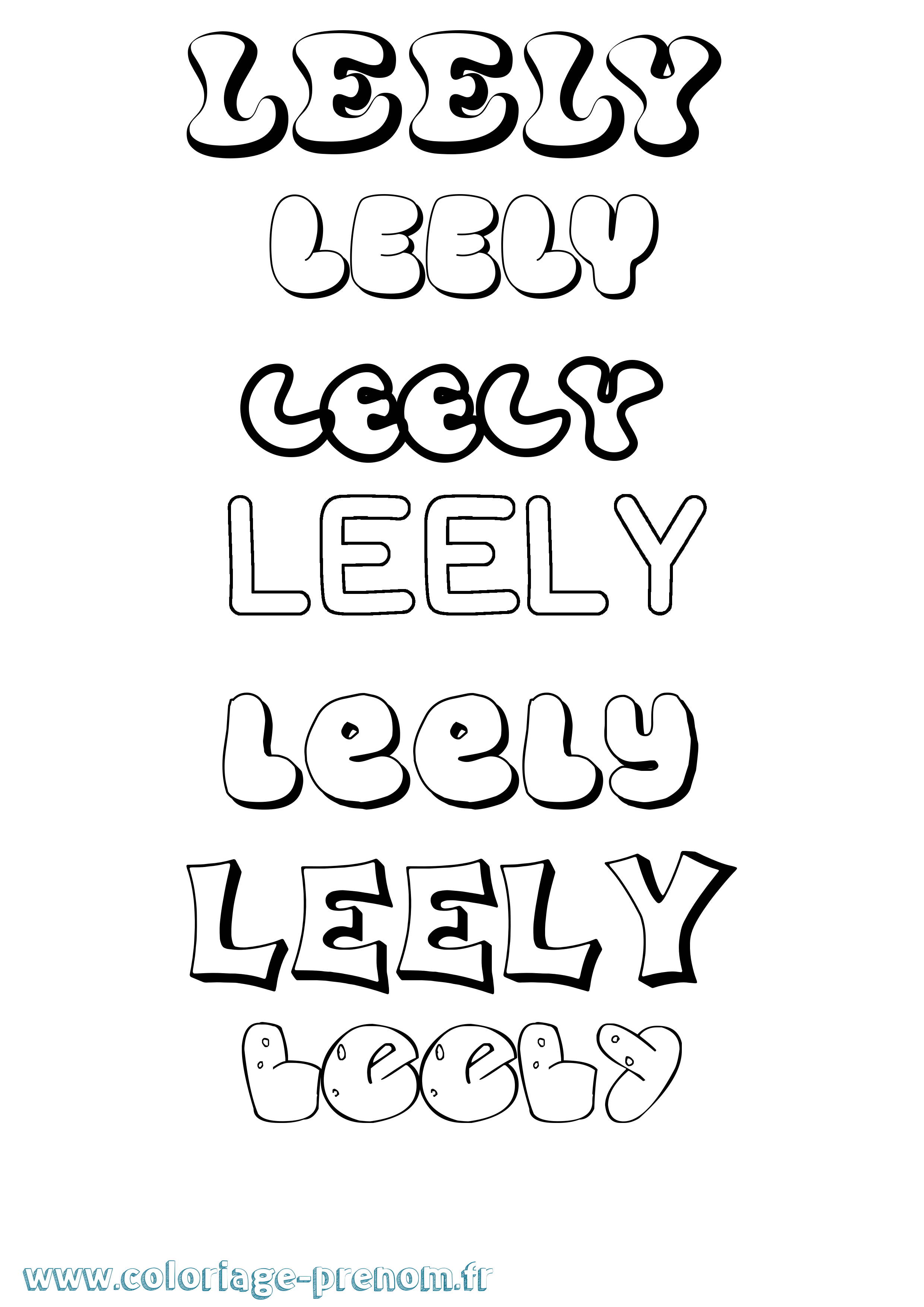 Coloriage Leely Bubble Coloriage prénom Leely Bubble