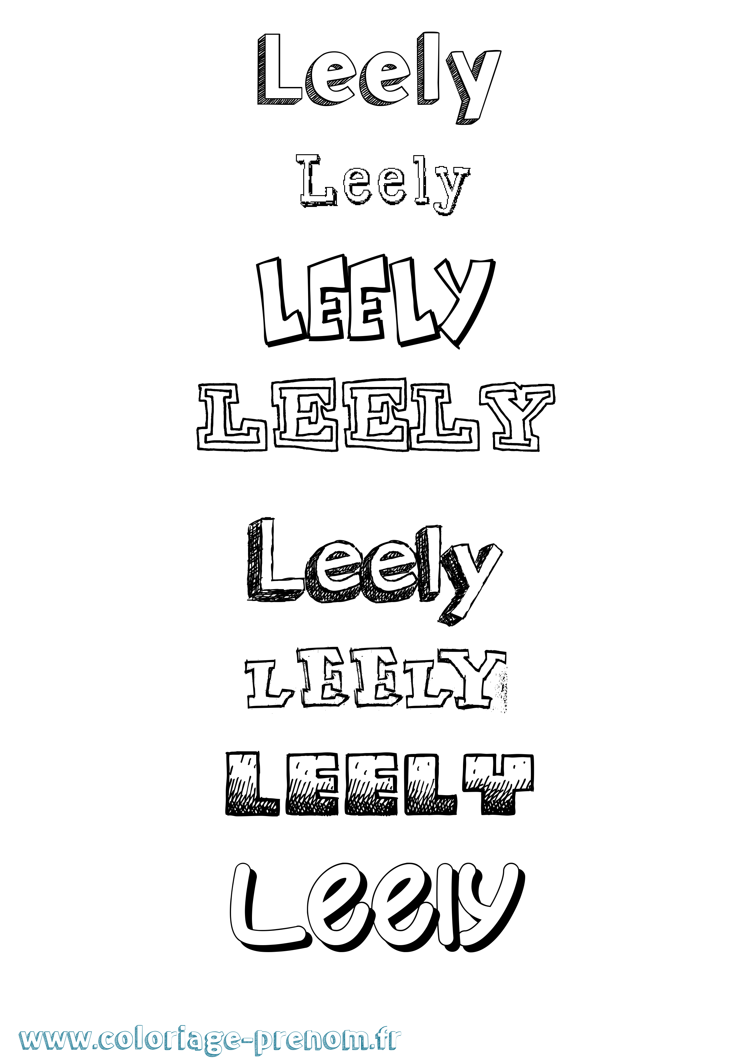 Coloriage Leely Dessiné Coloriage prénom Leely Dessiné