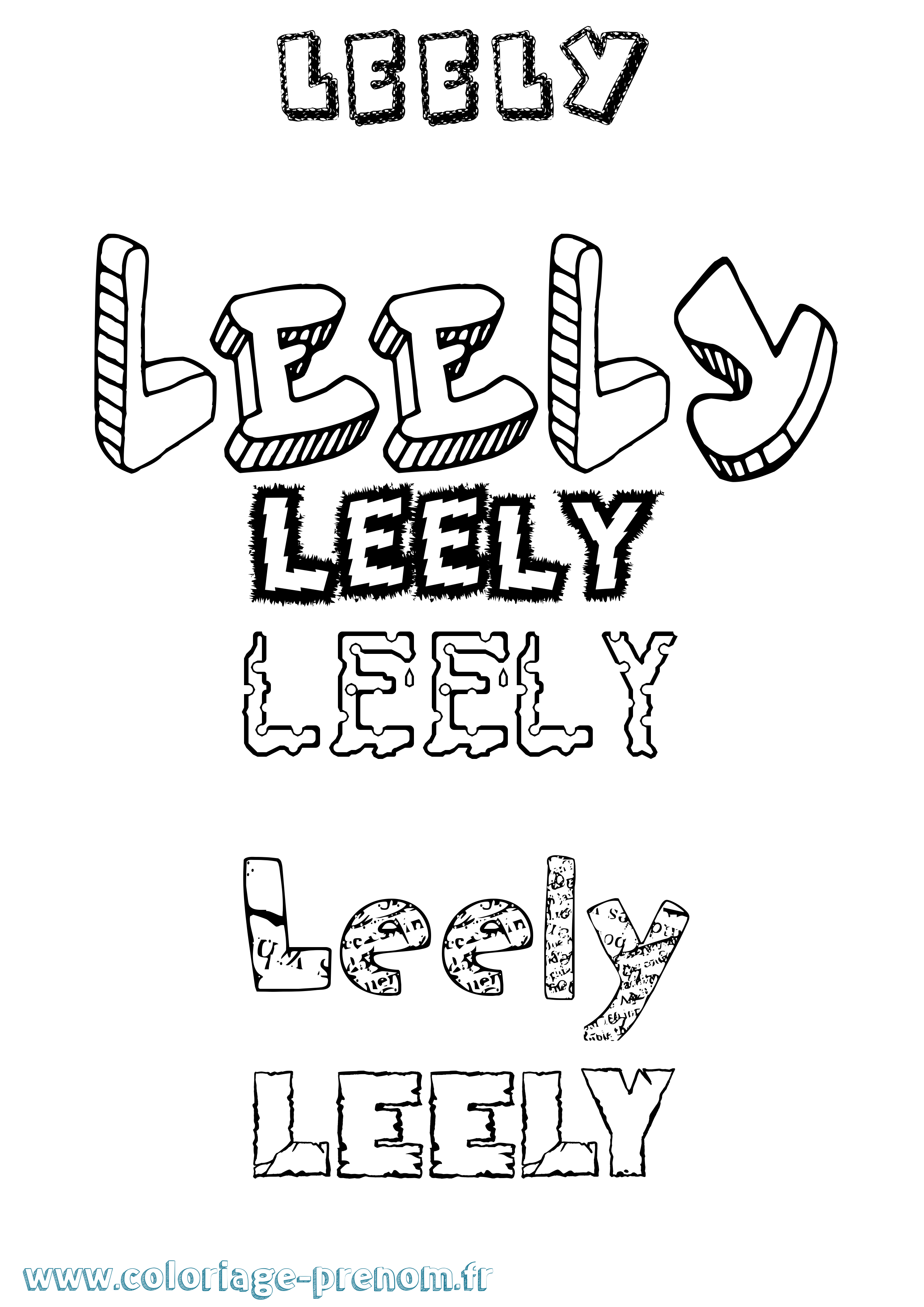 Coloriage Leely Destructuré Coloriage prénom Leely Destructuré