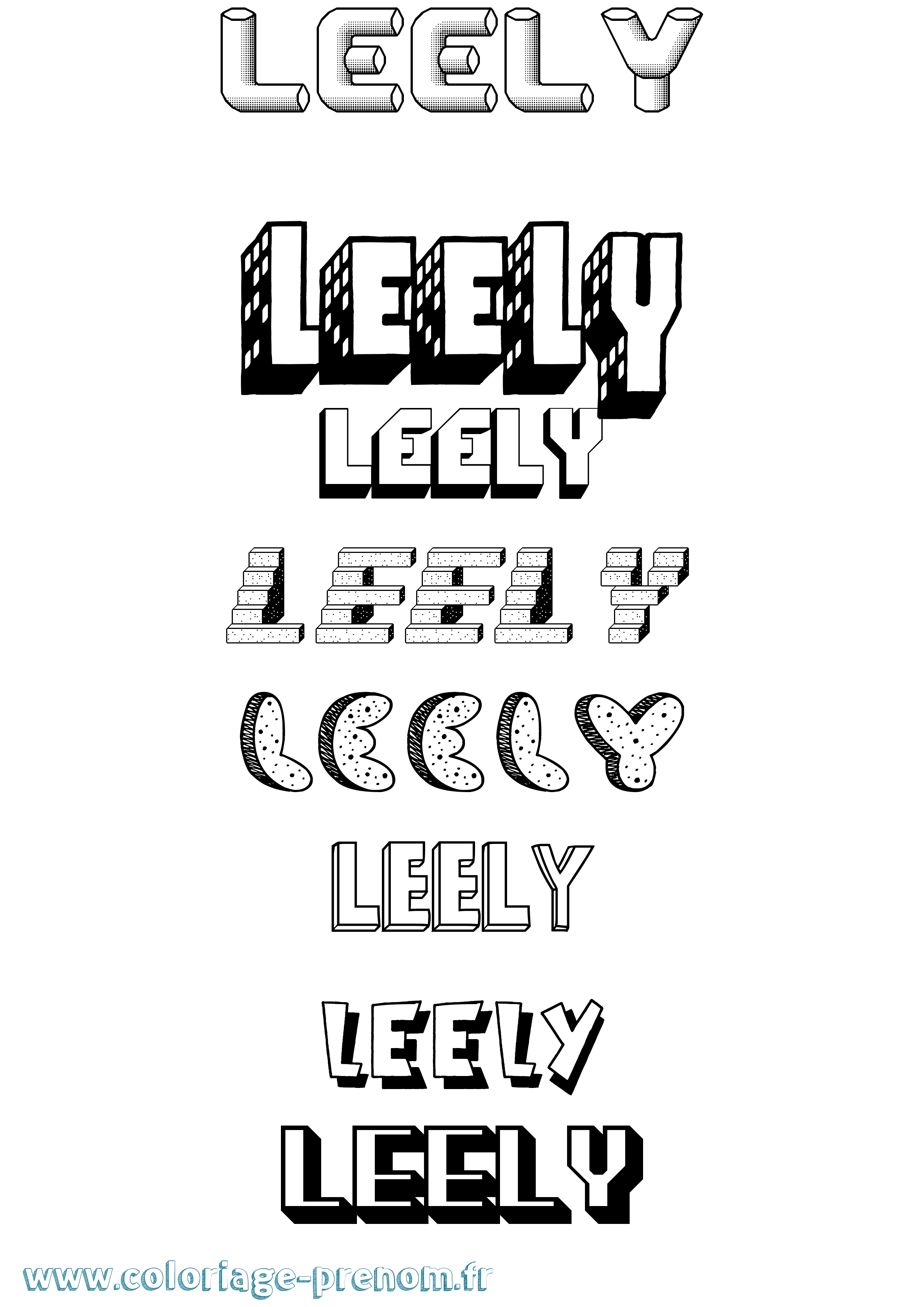 Coloriage Leely Effet 3D Coloriage prénom Leely Effet 3D