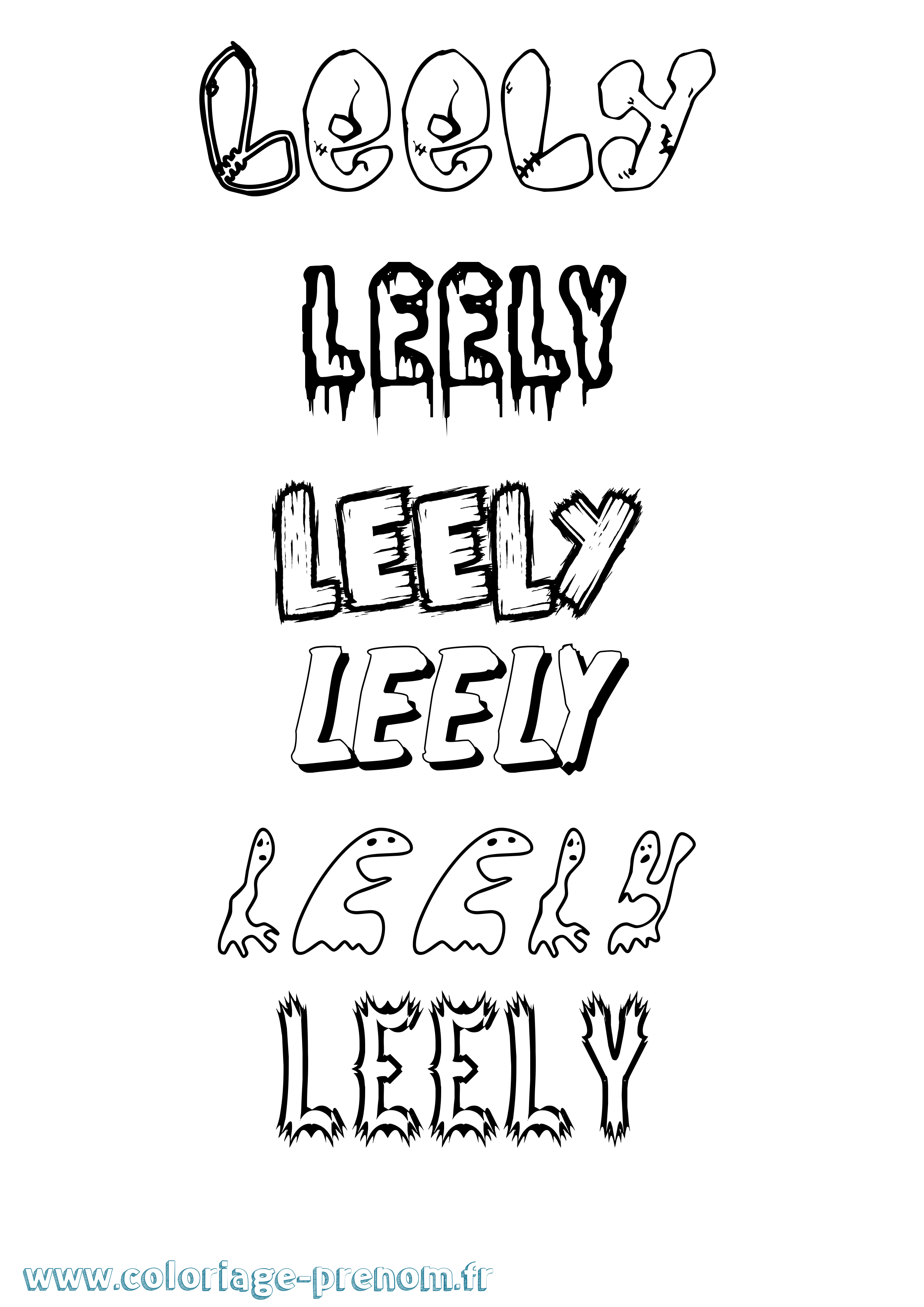 Coloriage Leely Frisson Coloriage prénom Leely Frisson