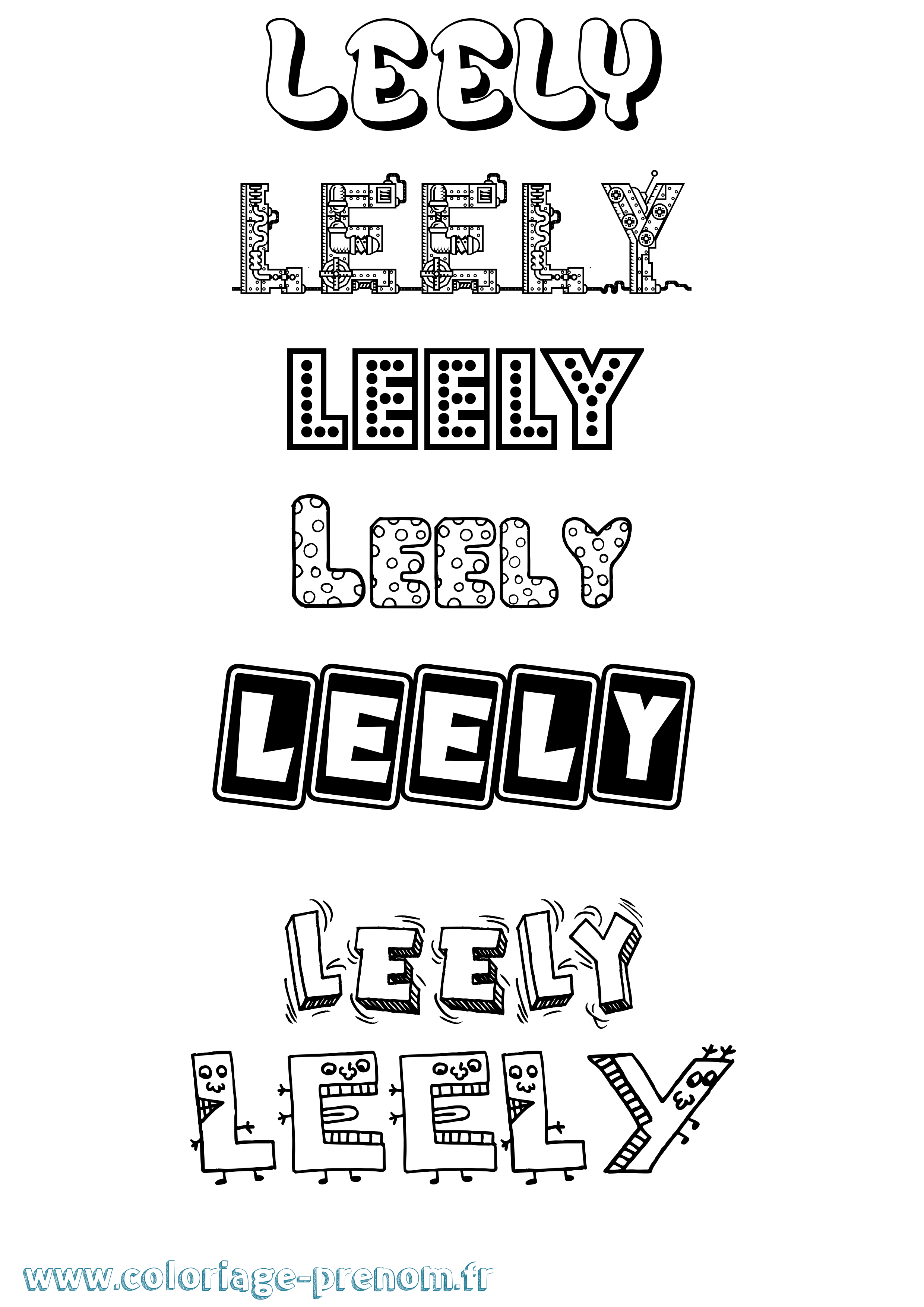 Coloriage Leely Fun Coloriage prénom Leely Fun