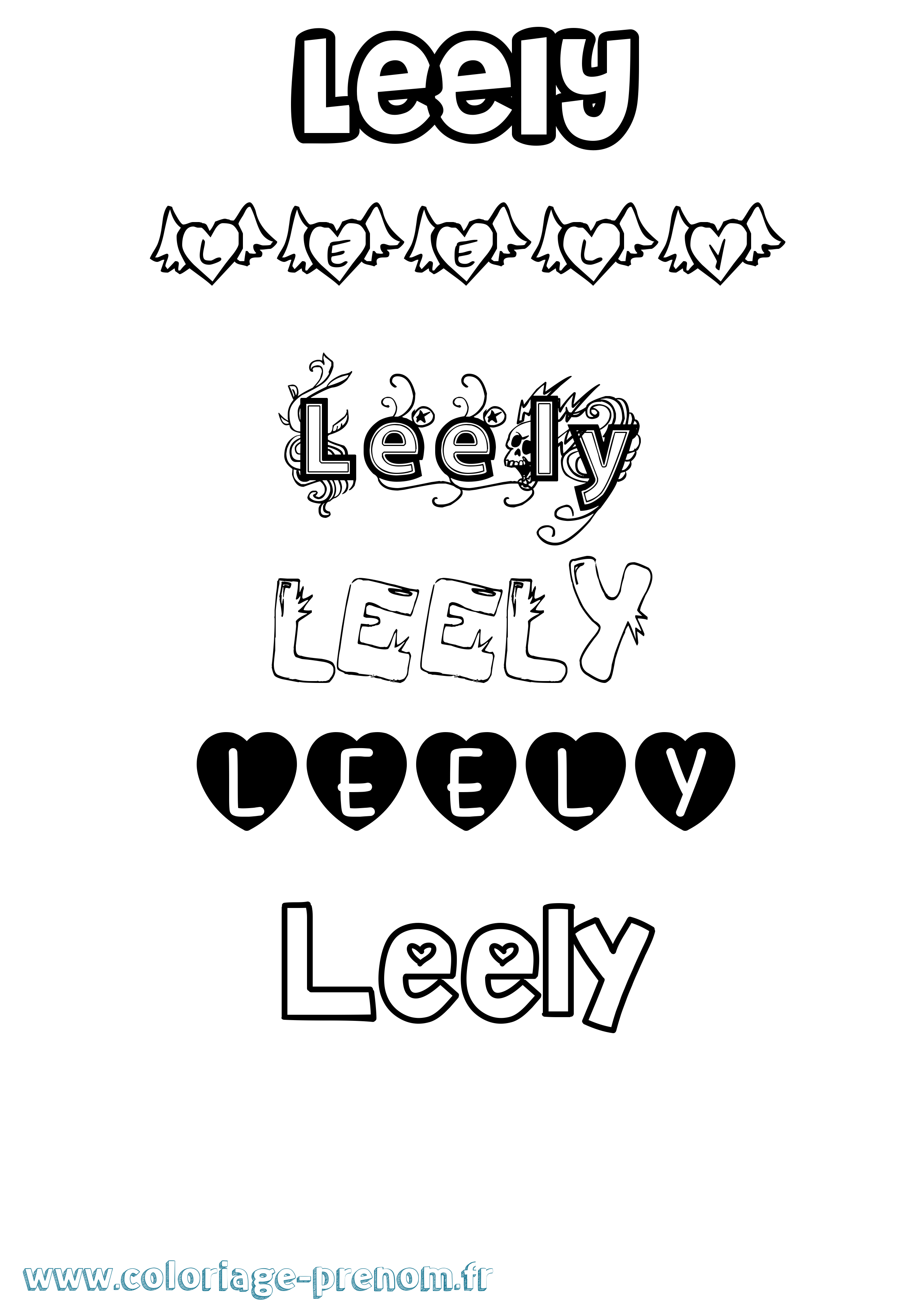 Coloriage Leely Girly Coloriage prénom Leely Girly